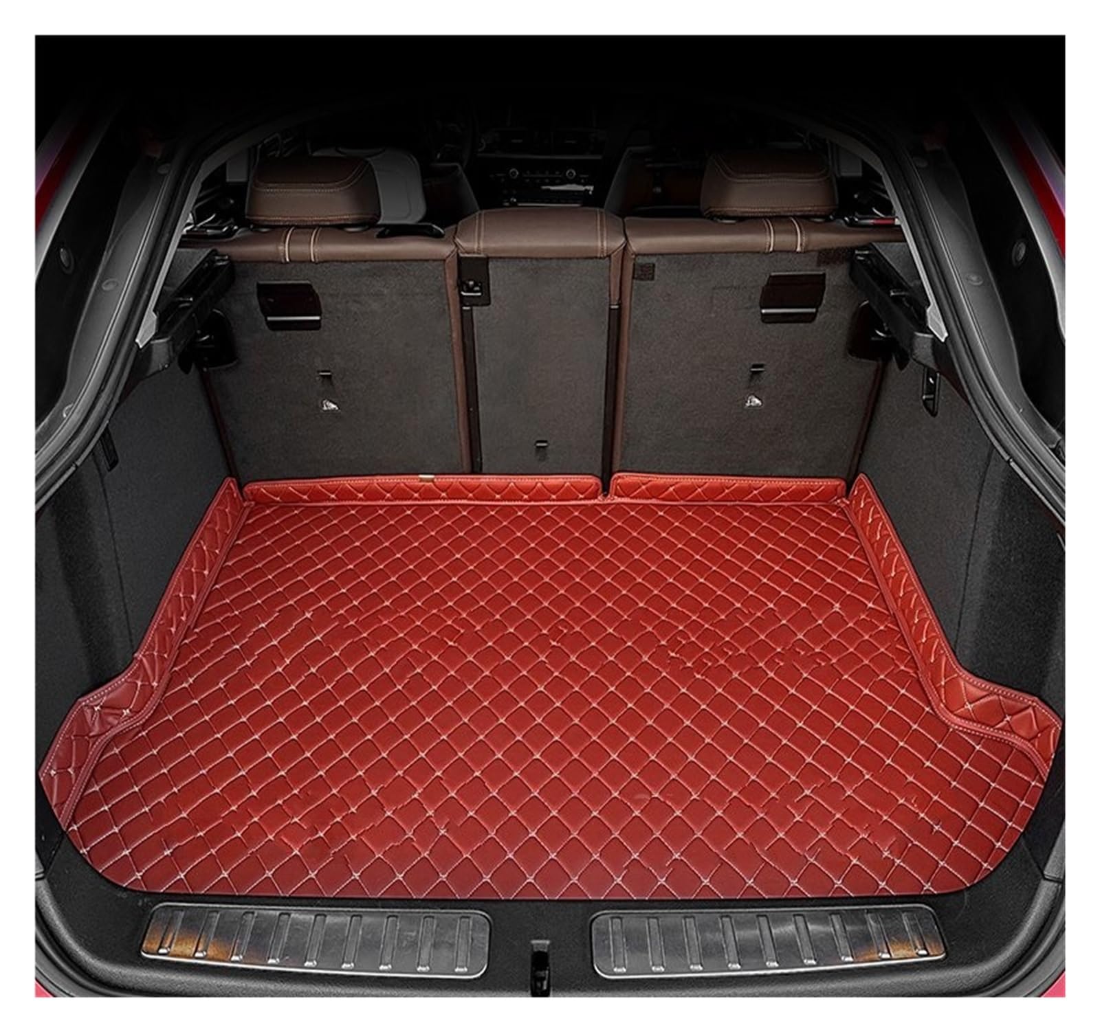 Automatten Auto Fußmatten Für VW Für TIGUAN 2017 2018 2019 2020 2021 2022 Kofferraum Matte Fuß Pads Teppich Abdeckung Innen Zubehör Fussmatten Auto(Wine Red-1PC) von DHDYJSA