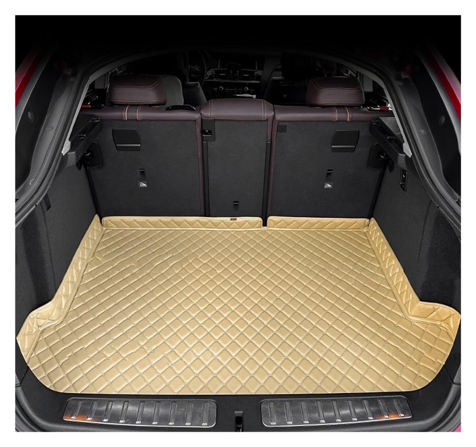 Automatten Auto Fußmatten Kofferraum Matte Fuß Pads Teppich Abdeckung Innen Für VW Für TIGUAN 2017 2018 2019 2020 2021 2022 Fussmatten Auto(Beige-1PC) von DHDYJSA