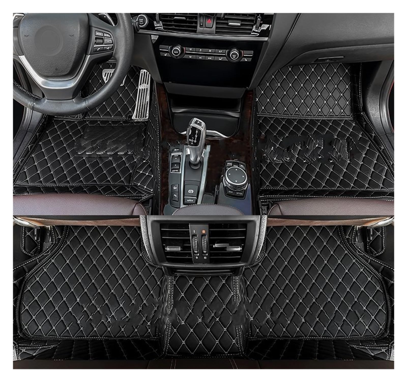 Automatten Auto Fußmatten Kofferraum Matte Fuß Pads Teppich Abdeckung Innen Für VW Für TIGUAN 2017 2018 2019 2020 2021 2022 Fussmatten Auto(Black-Beige-Floor) von DHDYJSA