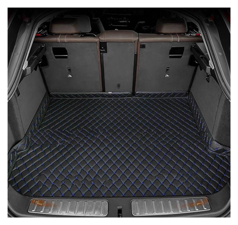 Automatten Auto Fußmatten Kofferraum Matte Fuß Pads Teppich Abdeckung Innen Für VW Für TIGUAN 2017 2018 2019 2020 2021 2022 Fussmatten Auto(Black-Blue-1PC) von DHDYJSA