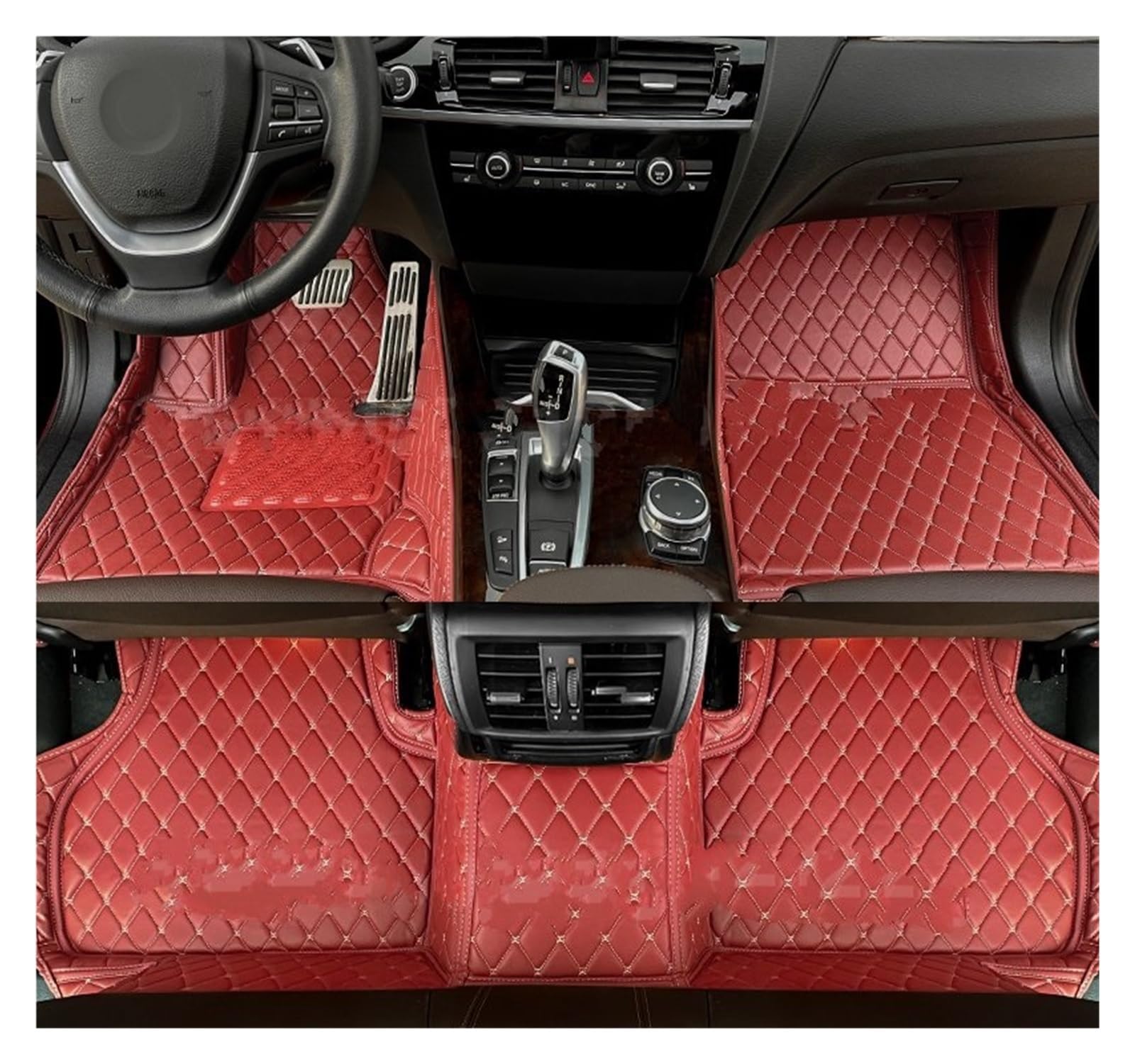 Automatten Auto Fußmatten Kofferraum Matte Fuß Pads Teppich Abdeckung Innen Für VW Für TIGUAN 2017 2018 2019 2020 2021 2022 Fussmatten Auto(Wine Red-Floor) von DHDYJSA
