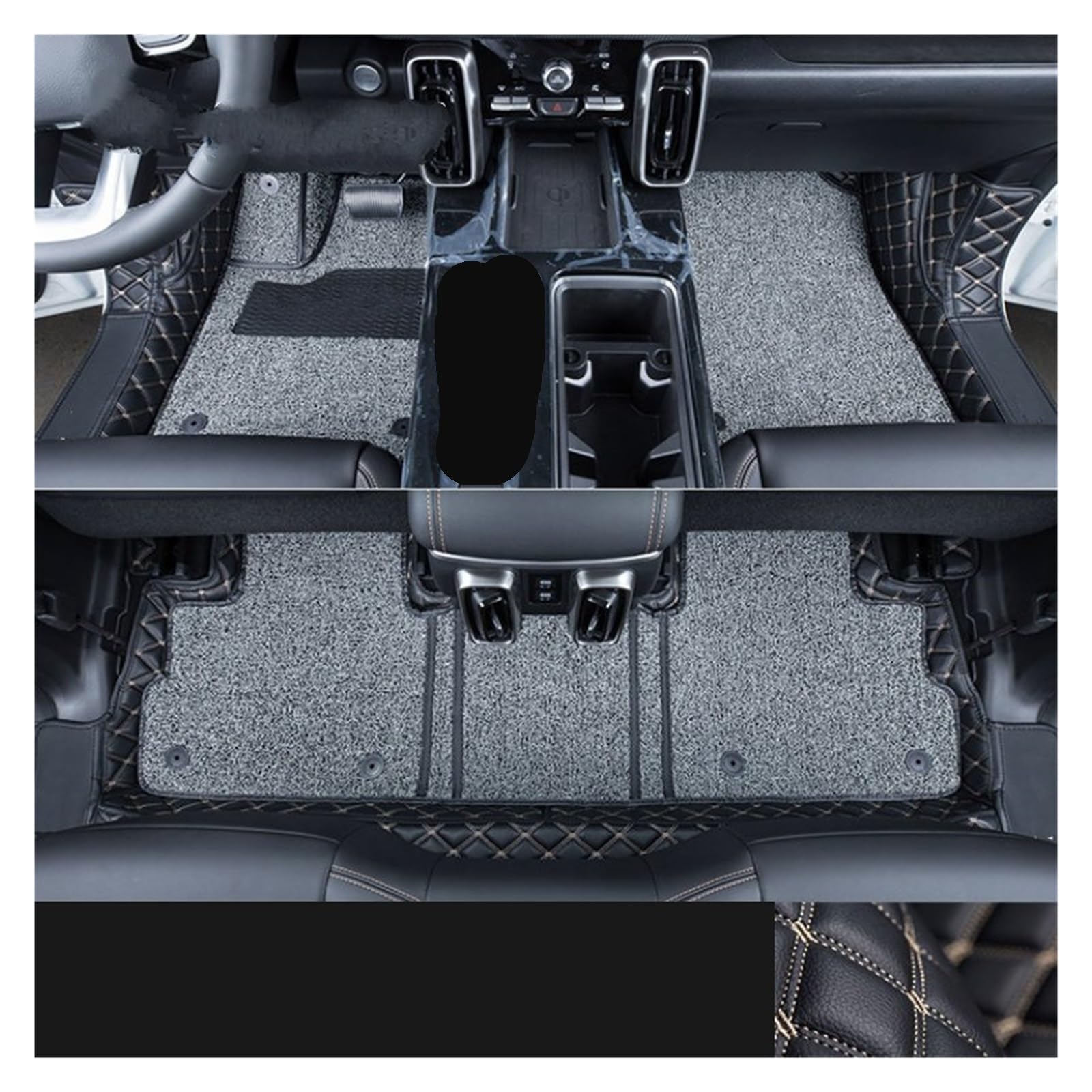 Automatten Auto Fußmatten Teppich PU Leder Fuß Pad Innen Floorliner Auto Zubehör Für Haval Für Dargo 2021-2024 Fussmatten Auto(Double layer Black A) von DHDYJSA