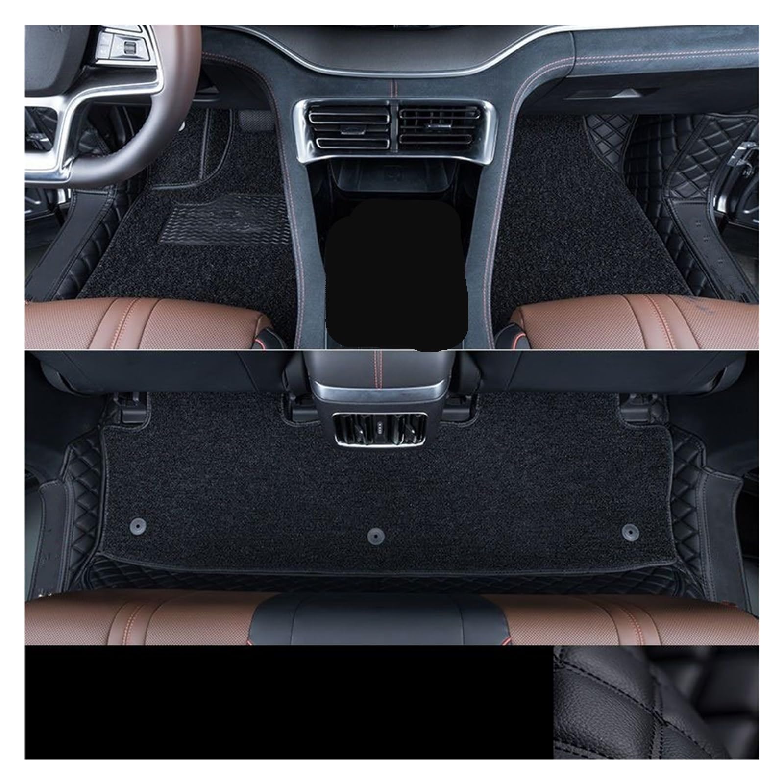 Automatten Auto Fußmatten Teppich PU Leder Fuß Pad Innen Floorliner Auto Zubehör Für Haval Für Dargo 2021-2024 Fussmatten Auto(Double layer Black B) von DHDYJSA