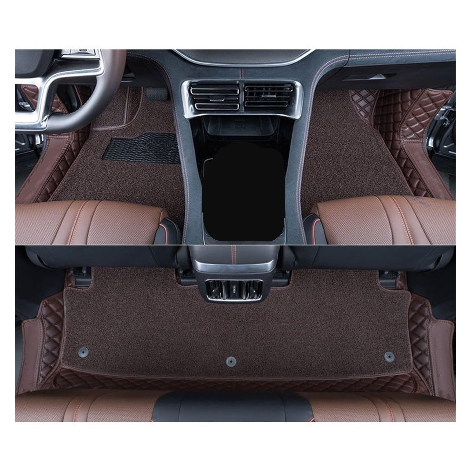 Automatten Auto Fußmatten Teppich PU Leder Fuß Pad Innen Floorliner Auto Zubehör Für Haval Für Dargo 2021-2024 Fussmatten Auto(Double layer Brown) von DHDYJSA