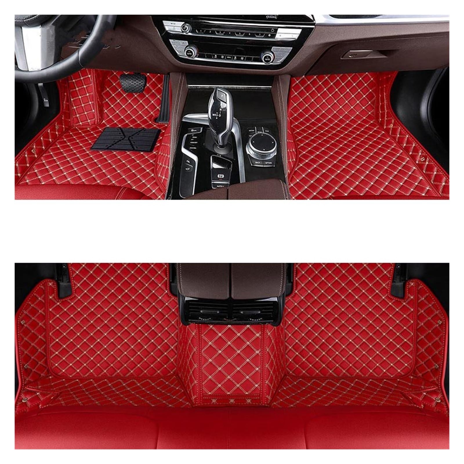 Automatten Auto Teppiche Fuß Coche Custom Car Fußmatten Für X6 Für E71 Für E72 Für F16 Für F86 Für G06 Für G96 Fussmatten Auto(Red,2015-2019 F16F86) von DHDYJSA