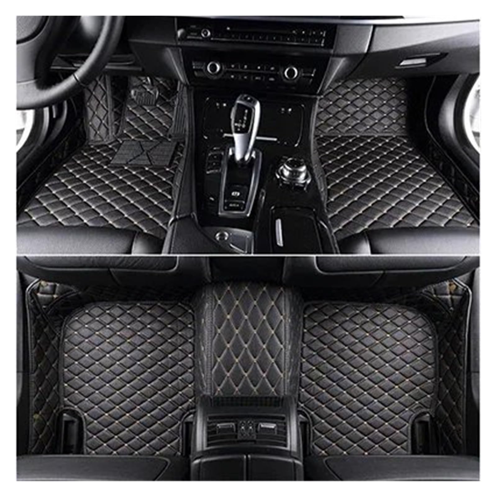 Automatten Benutzerdefinierte Auto Boden Matte Für 5 Series Für E39 1995-2004 Für E60 Für F10 Für G30 2017-2022 Jahr Auto Innen Teppich Fussmatten Auto(Black beige,5 F10 2010-2016) von DHDYJSA