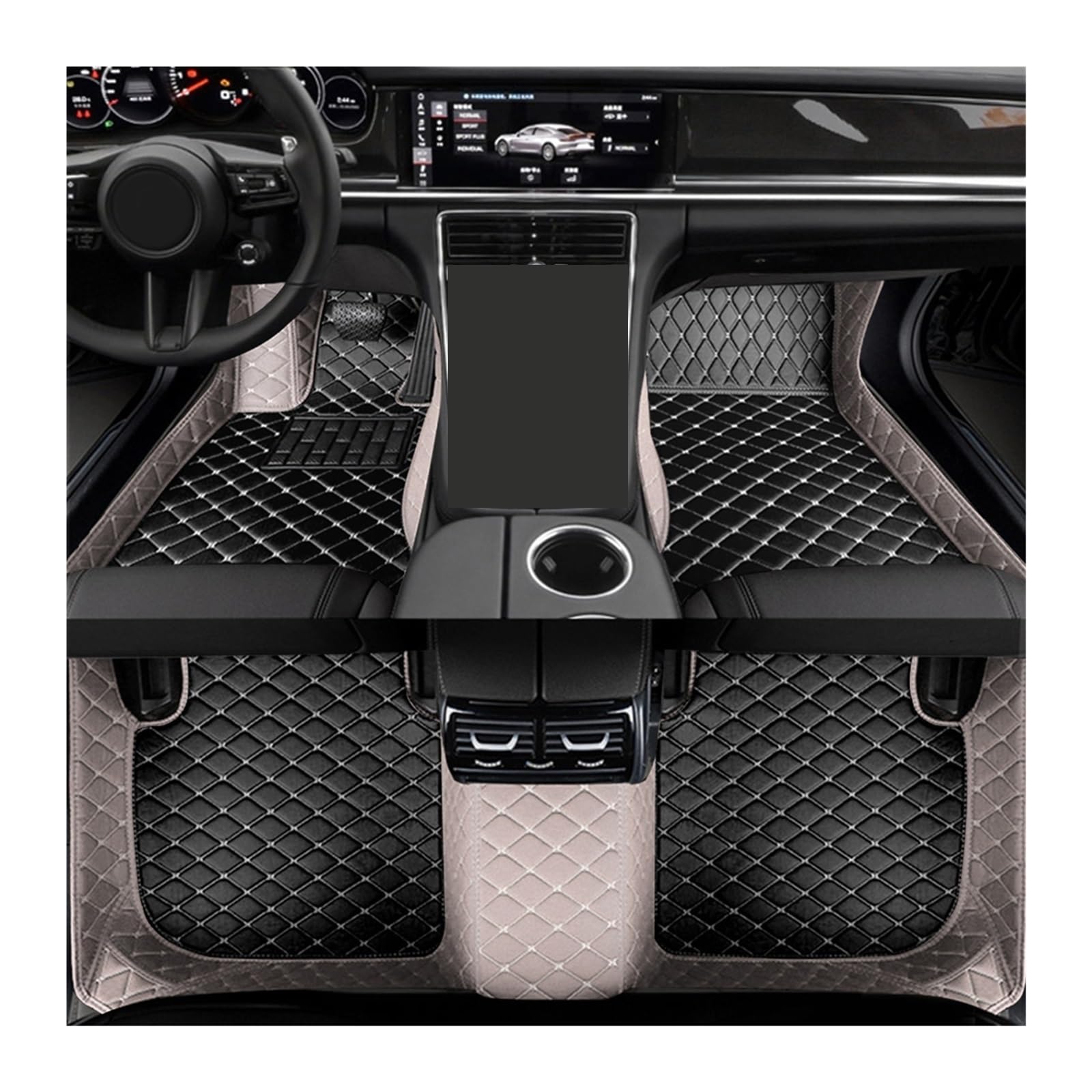 Automatten Benutzerdefinierte Auto-Fußmatte Für Benz C-Klasse Für W203 2004–2007 Für W204 Für W205 Für W206 Innen-Kunstleder Fussmatten Auto(Gray Black,C W204 2007-2014) von DHDYJSA