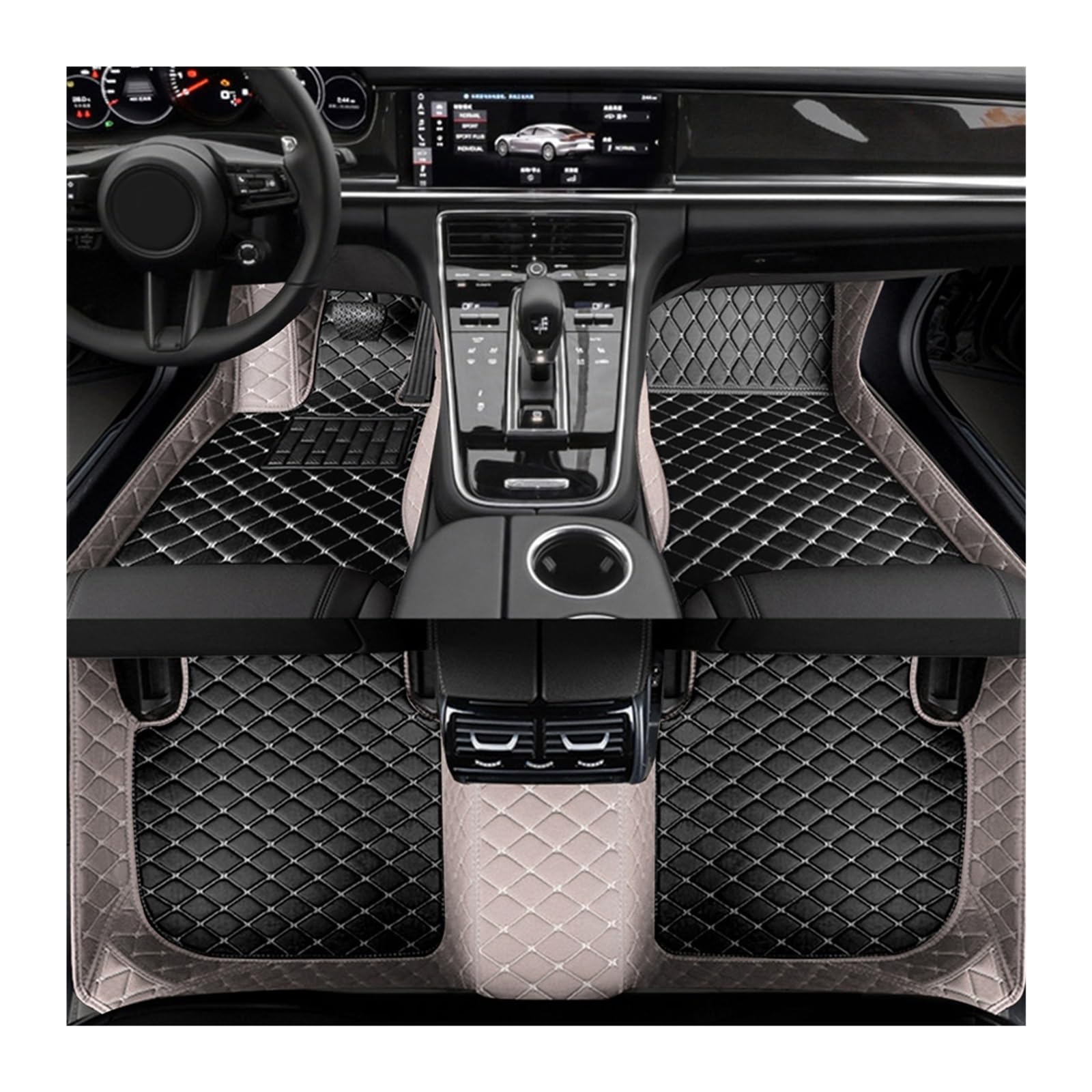 Automatten Benutzerdefinierte Auto-Fußmatte Für Benz C-Klasse Für W203 2004–2007 Für W204 Für W205 Für W206 Innen-Kunstleder Fussmatten Auto(Gray Black,C W206 2021-2023) von DHDYJSA