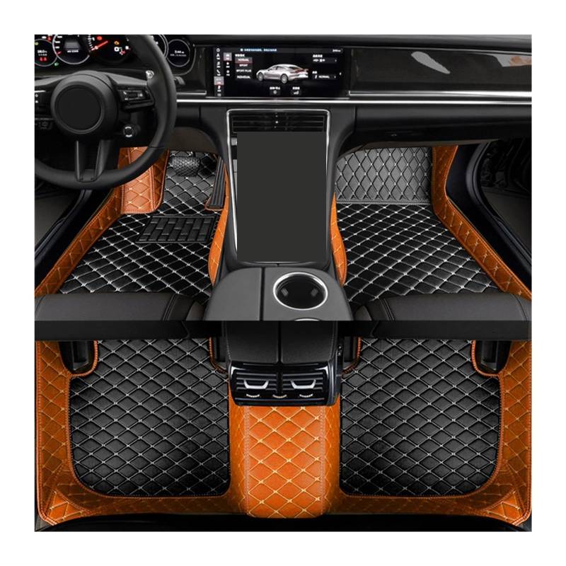Automatten Benutzerdefinierte Auto-Fußmatte Für Benz C-Klasse Für W203 2004–2007 Für W204 Für W205 Für W206 Innen-Kunstleder Fussmatten Auto(Orange Black,C W206 2021-2023) von DHDYJSA
