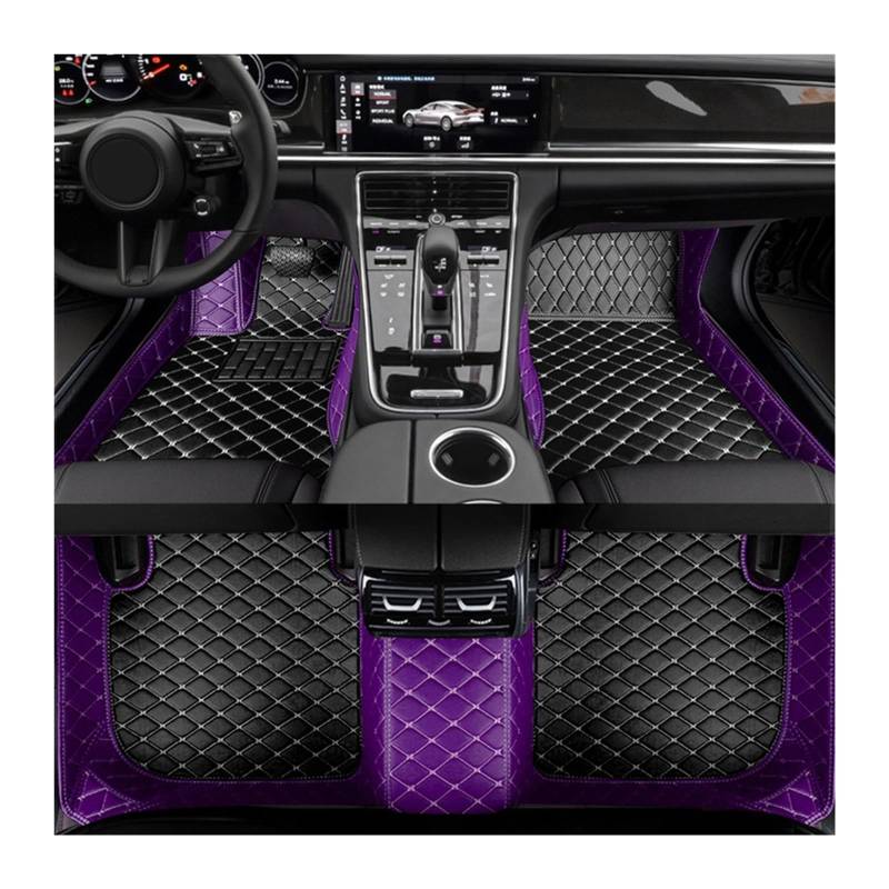 Automatten Benutzerdefinierte Auto-Fußmatte Innen-Kunstleder Für Benz C-Klasse Für W203 2004–2007 Für W204 Für W205 Für W206 Fussmatten Auto(Purple Black,C W204 2007-2014) von DHDYJSA