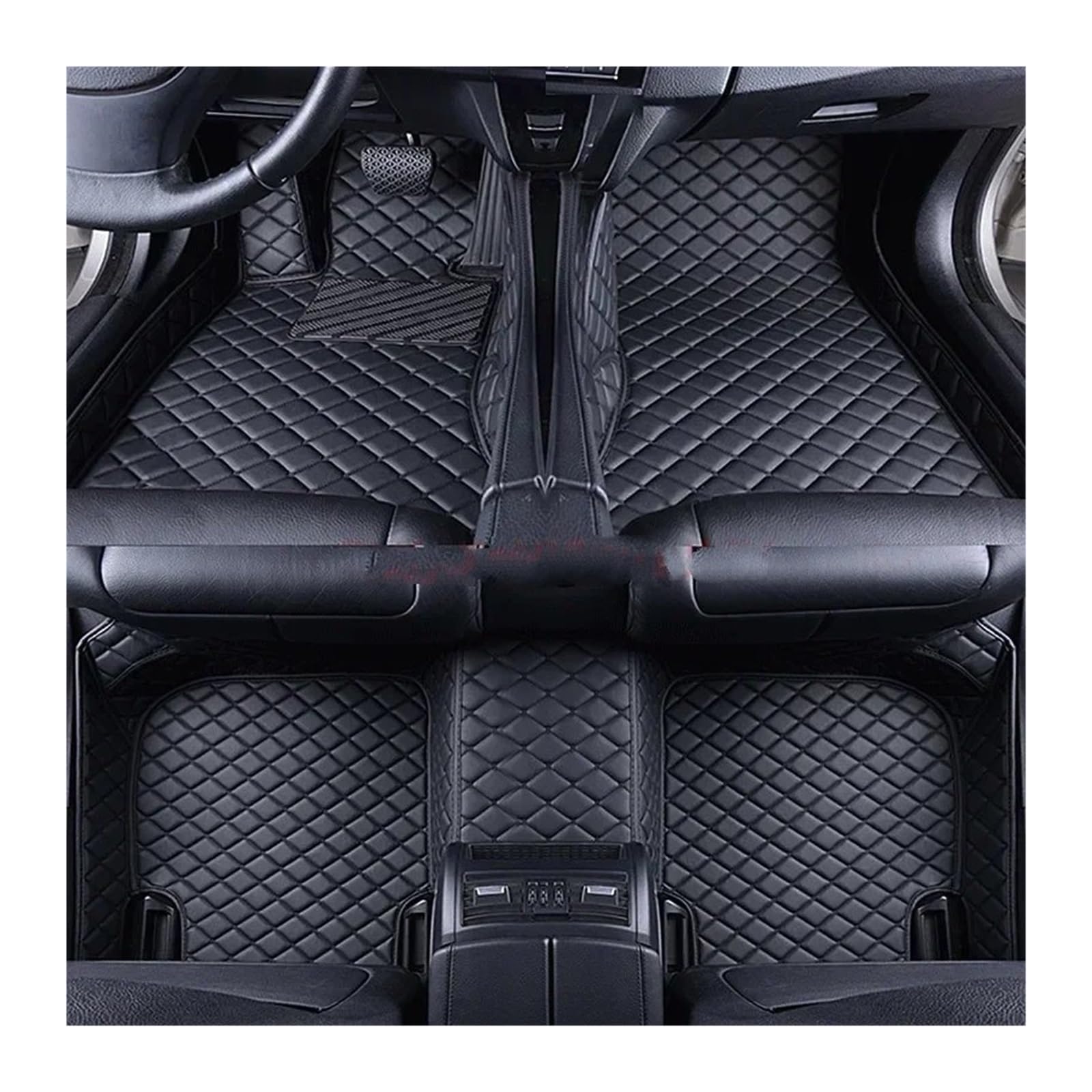 Automatten Benutzerdefinierte Auto-Fußmatten Für Vw Für Tiguan 2017–2023 Für Touareg 2019–2023 Innenzubehör Kunstleder Fussmatten Auto(All Black 5 Seat,For Tiguan 2009-2016) von DHDYJSA