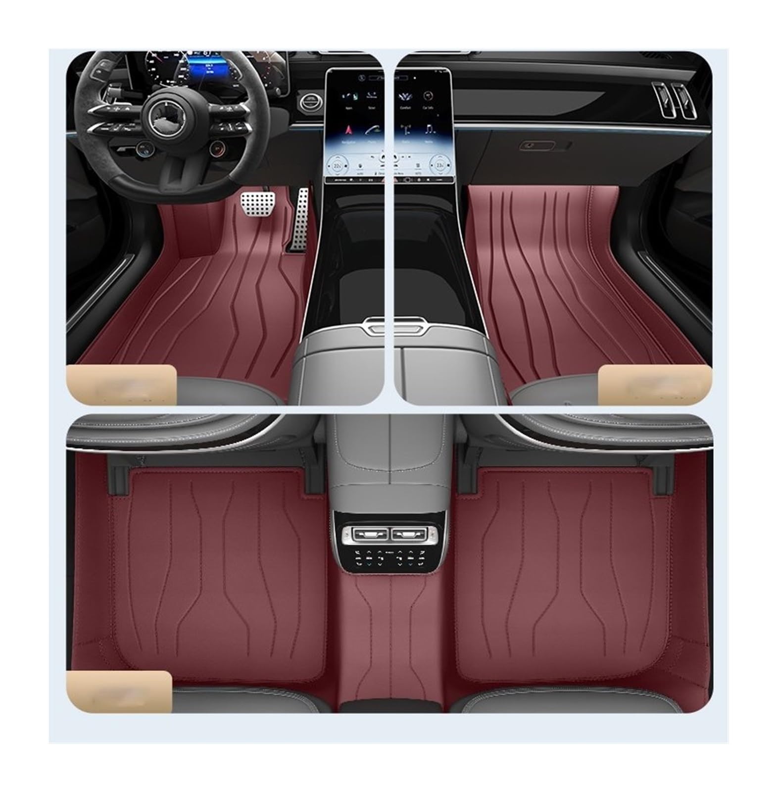 Automatten Benutzerdefinierte Komplettes Set Leder Auto Fußmatten Automatte Innenausstattung Automatte Innenzubehör Für Maserati Für Levante 2016-2021 Fussmatten Auto(A 5 PCS) von DHDYJSA
