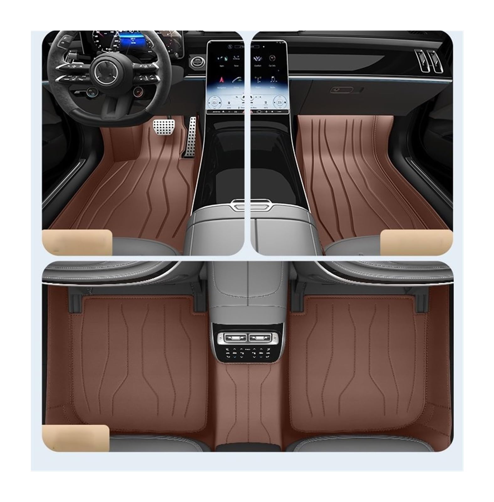 Automatten Benutzerdefinierte Komplettes Set Leder Auto Fußmatten Automatte Innenausstattung Automatte Innenzubehör Für Maserati Für Levante 2016-2021 Fussmatten Auto(C 5 PCS) von DHDYJSA