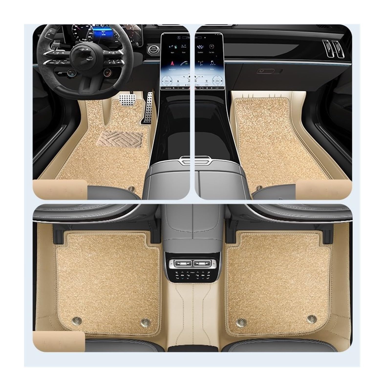 Automatten Benutzerdefinierte Komplettes Set Leder Auto Fußmatten Automatte Innenausstattung Automatte Innenzubehör Für Maserati Für Levante 2016-2021 Fussmatten Auto(D 7 PCS) von DHDYJSA