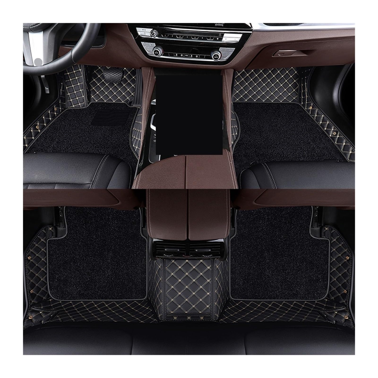 Automatten Doppelschichtige Auto-Fußmatten Für X3 Für E83 2003–2010 Für F25 2011–2017 Für G01 2018–2023 Fussmatten Auto(Black beige,For G01 2018-2023) von DHDYJSA