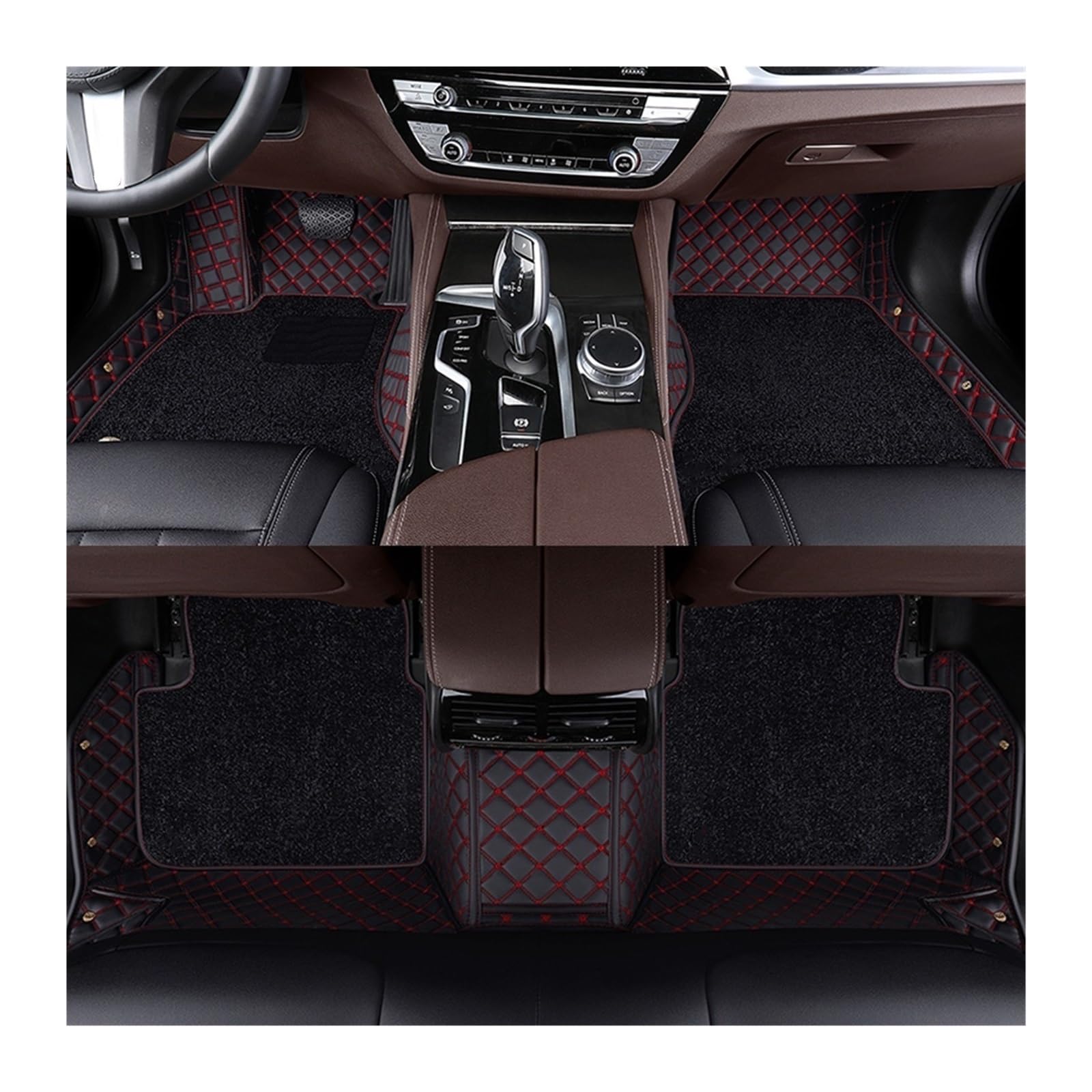 Automatten Doppelschichtige Auto-Fußmatten Für X3 Für E83 2003–2010 Für F25 2011–2017 Für G01 2018–2023 Fussmatten Auto(Black red,For G01 2018-2023) von DHDYJSA