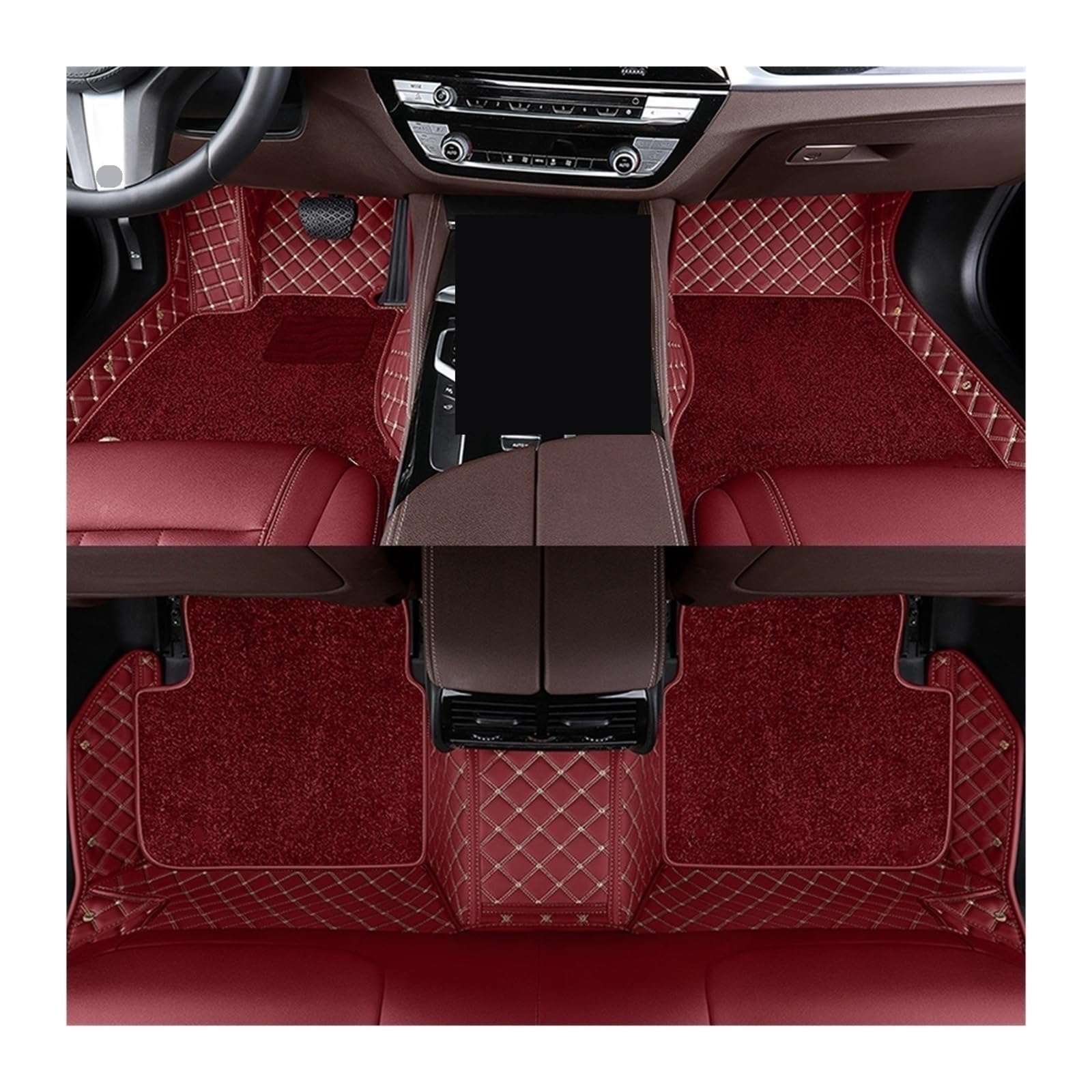Automatten Doppelschichtige Auto-Fußmatten Für X3 Für E83 2003–2010 Für F25 2011–2017 Für G01 2018–2023 Fussmatten Auto(Wine red,For E83 2003-2010) von DHDYJSA