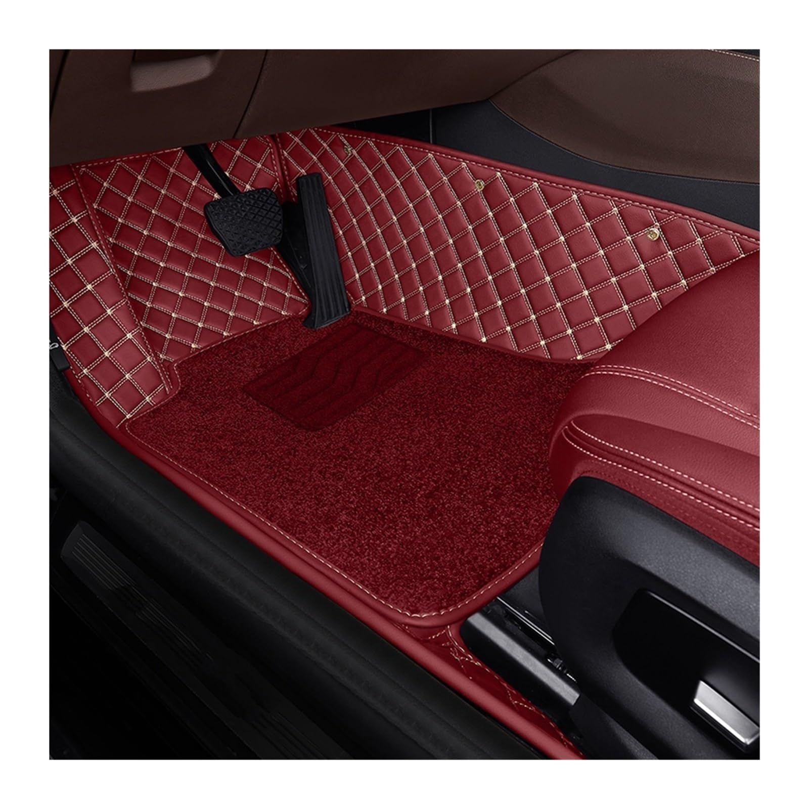 Automatten Doppelschichtige Auto-Fußmatten Für X3 Für E83 2003–2010 Für F25 2011–2017 Für G01 2018–2023 Fussmatten Auto(Wine red 1set,For F25 2011-2017) von DHDYJSA