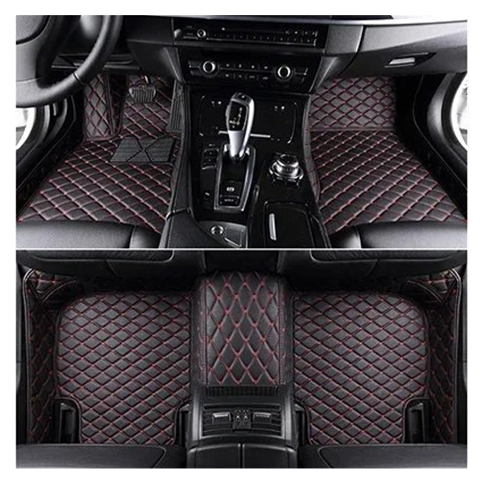 Automatten Für 5 Series Für E39 1995-2004 Für E60 Für F10 Für G30 2017-2022 Jahr Auto Innen Teppich Benutzerdefinierte Auto Boden Matte Fussmatten Auto(Black red,5 F10 2010-2016) von DHDYJSA