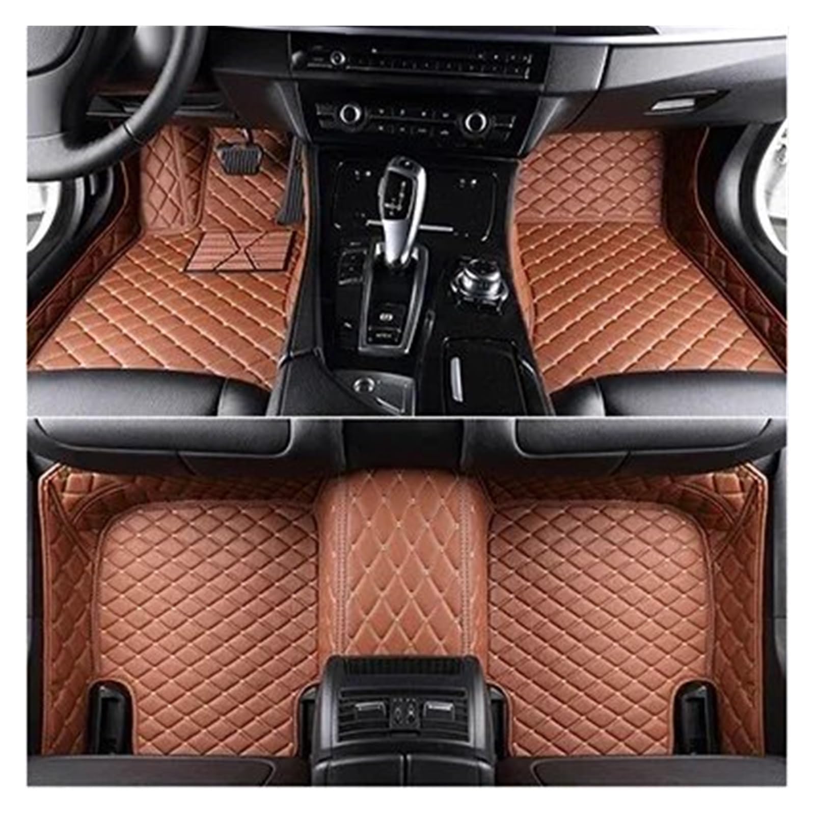 Automatten Für 5 Series Für E39 1995-2004 Für E60 Für F10 Für G30 2017-2022 Jahr Auto Innen Teppich Benutzerdefinierte Auto Boden Matte Fussmatten Auto(Brown,5 E39 1995-2004) von DHDYJSA
