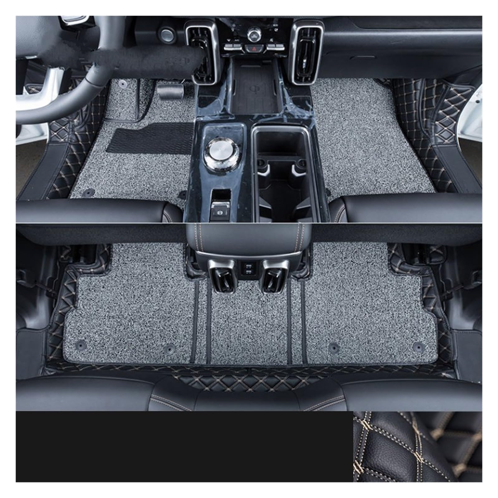 Automatten Für Haval Für Dargo 2021 2022 2023 2024 Auto Fußmatten Teppich PU Leder Fuß Pad Innen Floorliner Auto Zubehör Fussmatten Auto(Double layer Black A) von DHDYJSA
