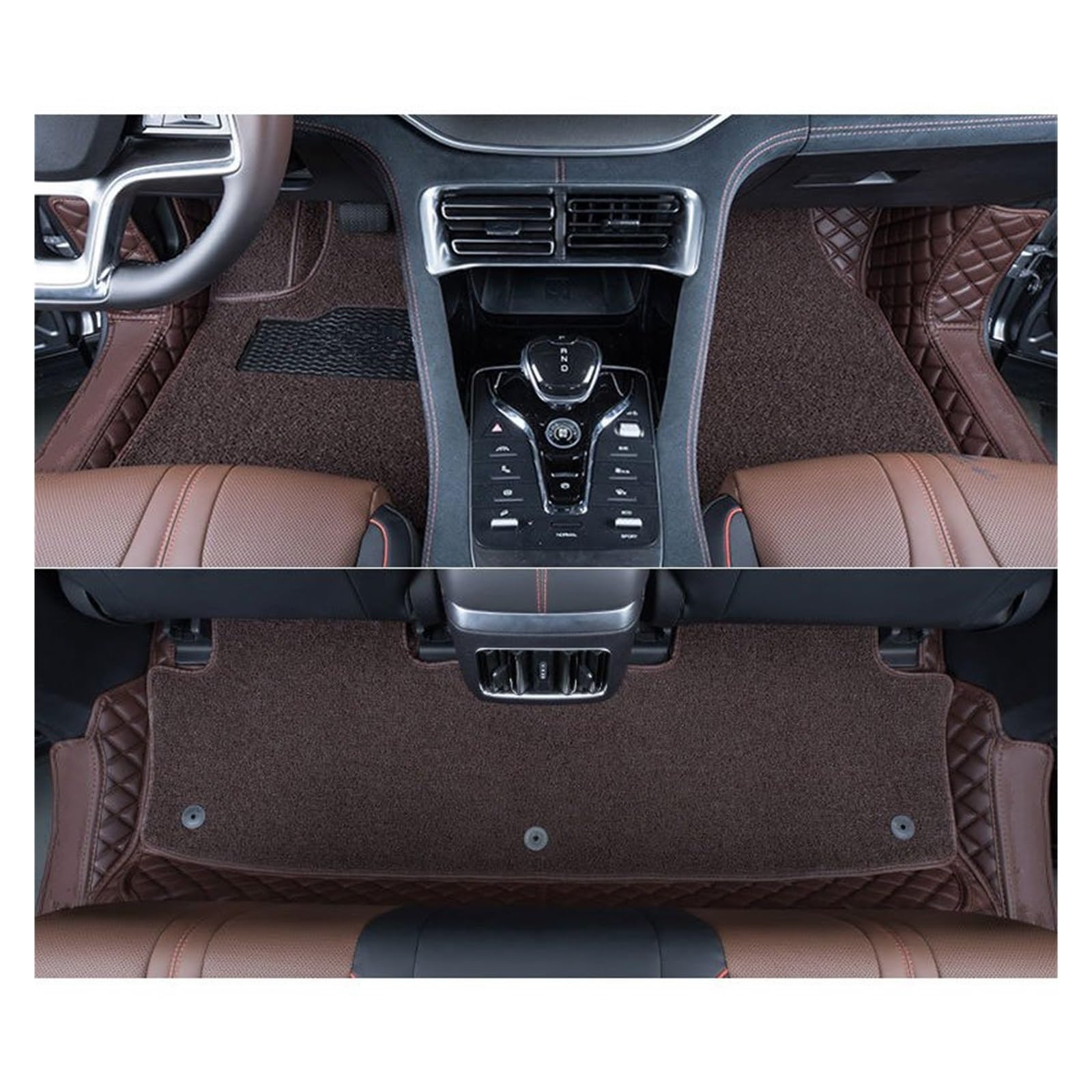 Automatten Für Haval Für Dargo 2021 2022 2023 2024 Auto Fußmatten Teppich PU Leder Fuß Pad Innen Floorliner Auto Zubehör Fussmatten Auto(Double layer Brown) von DHDYJSA