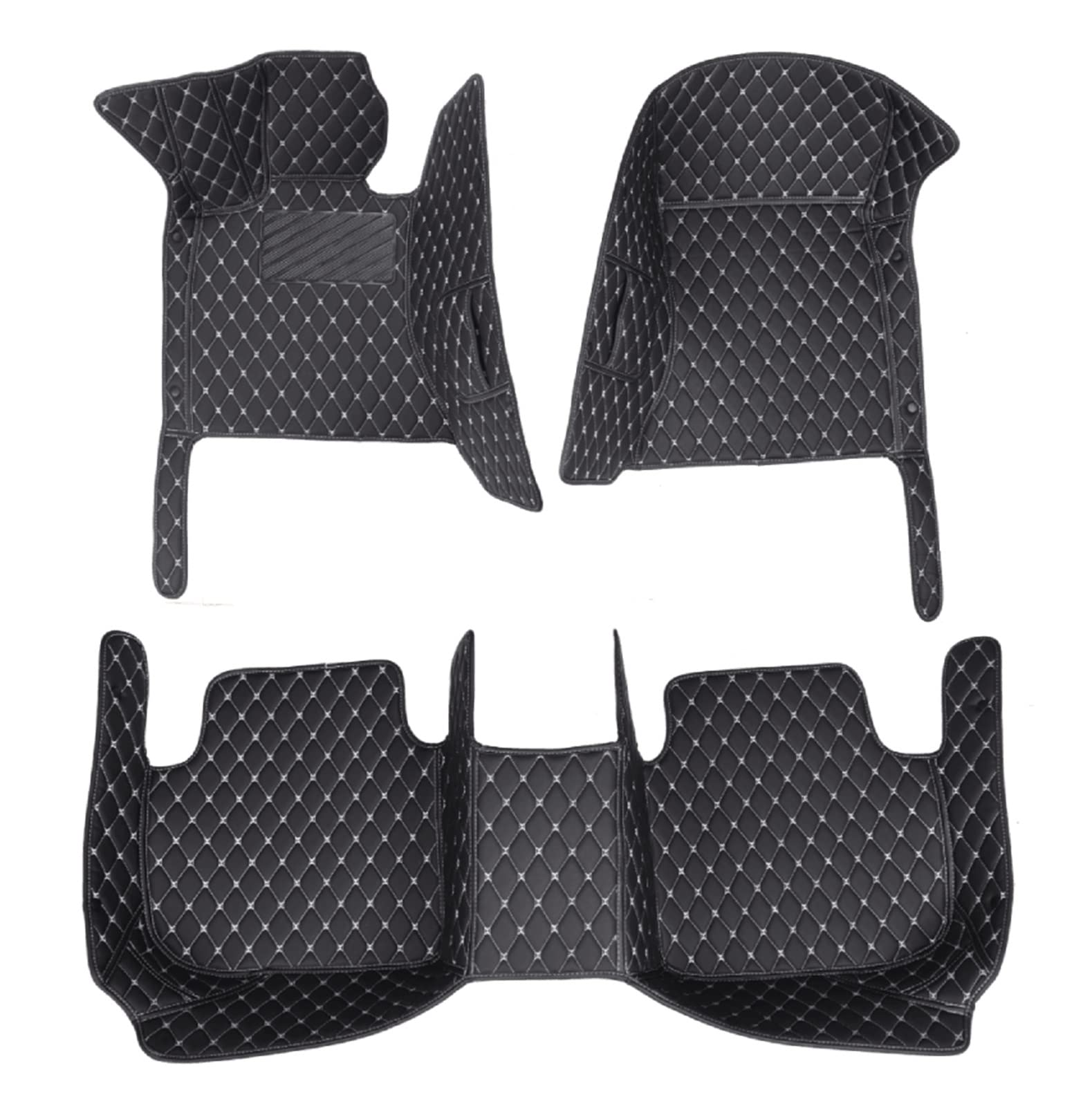 Automatten Für Hyundai Für Santa Für Fe 2006 2007 2008 2009 Auto Fußmatten Auto Innen Zubehör Leder Teppiche Teppiche Fuß Pads Fussmatten Auto(Black White) von DHDYJSA