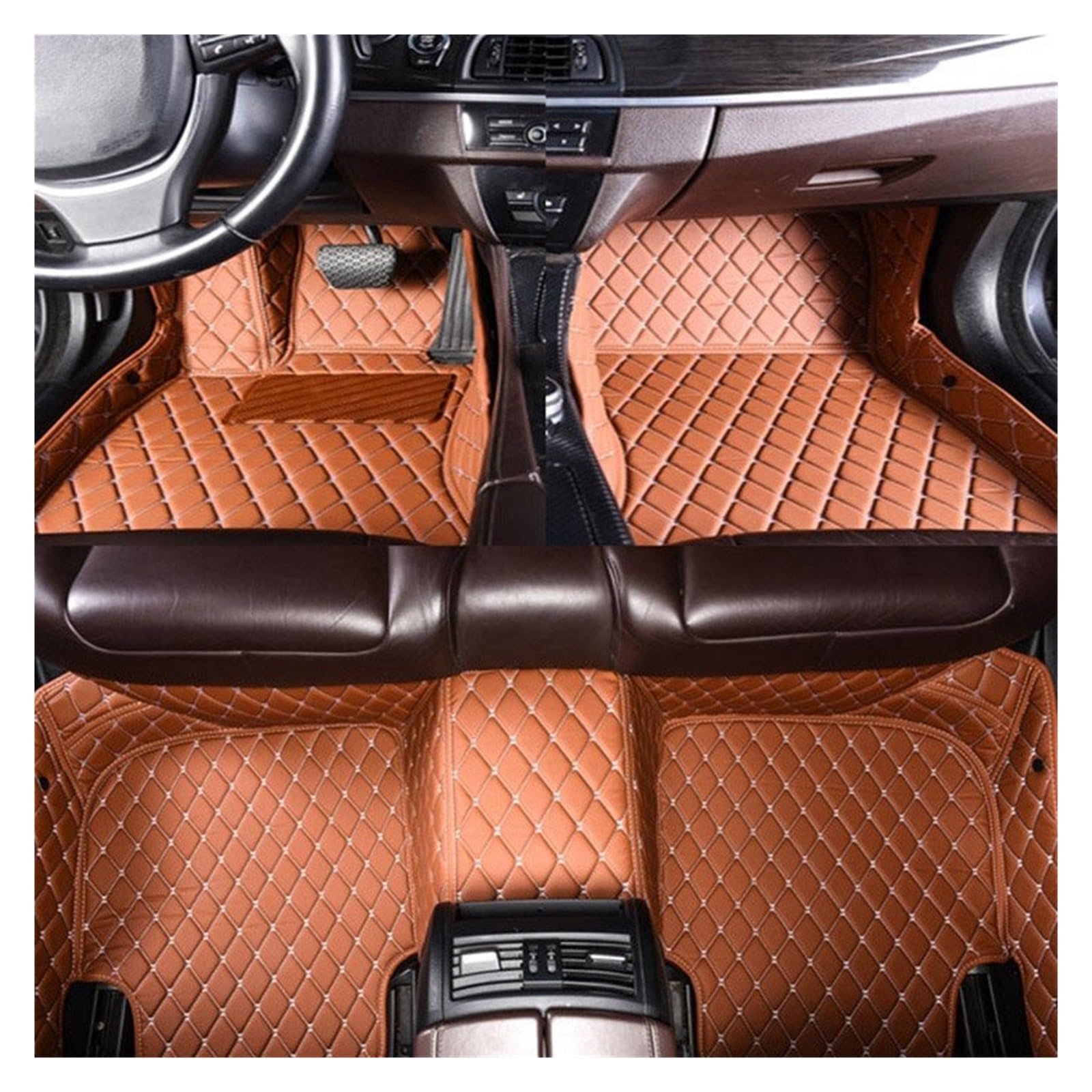 Automatten Für VW Für Jetta Für MK6 2011-2016 Auto Fuß Pads Auto Schutz Pad Benutzerdefinierte Auto Fußmatten Automobil Teppich Abdeckung Fussmatten Auto(Brown) von DHDYJSA