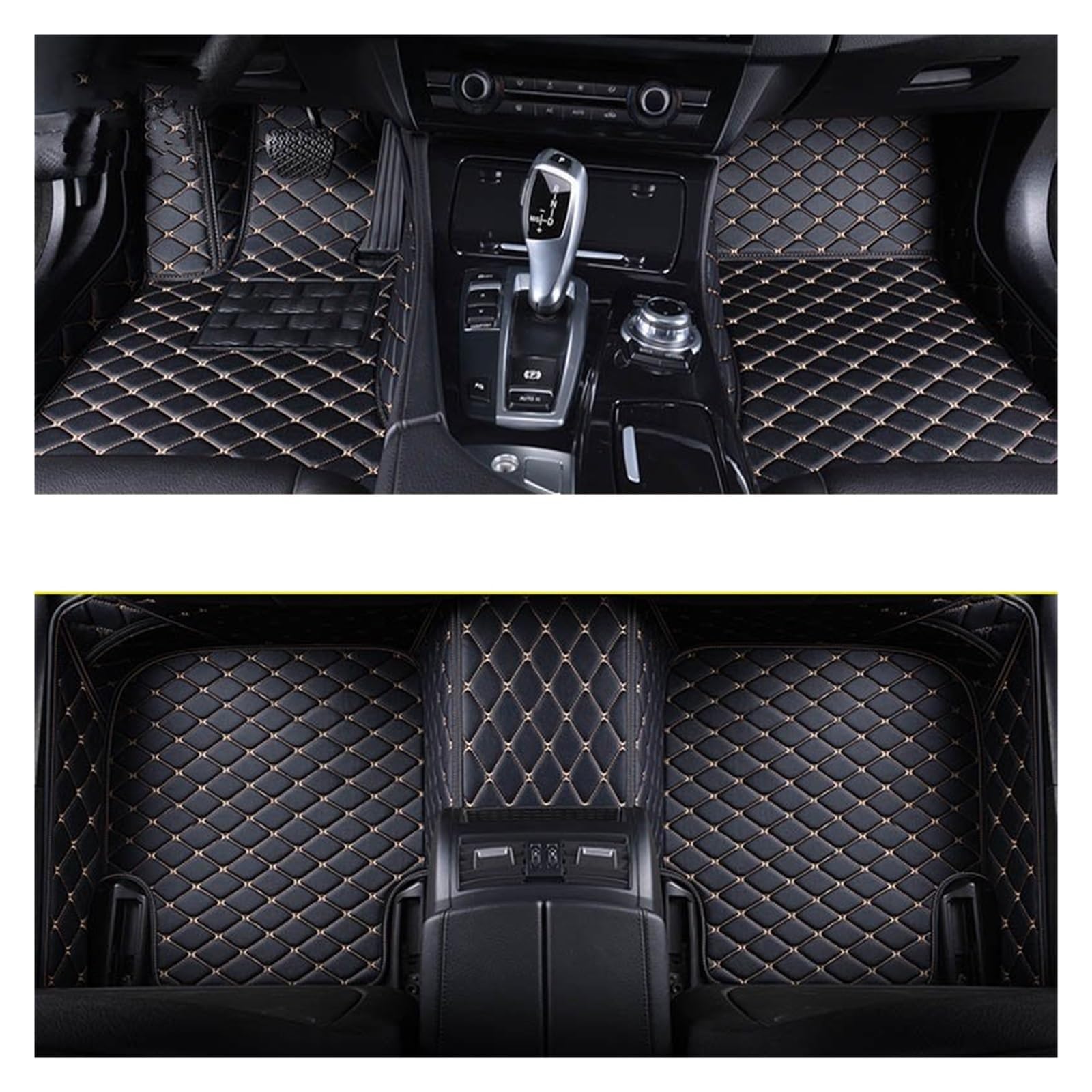 Automatten Maßgeschneiderte Auto-Fußmatten Für Volvo Für XC60 2008–2024 Auto-Teppiche Fußmatten Coche-Zubehör Fussmatten Auto(Black Beige,2015-2017) von DHDYJSA