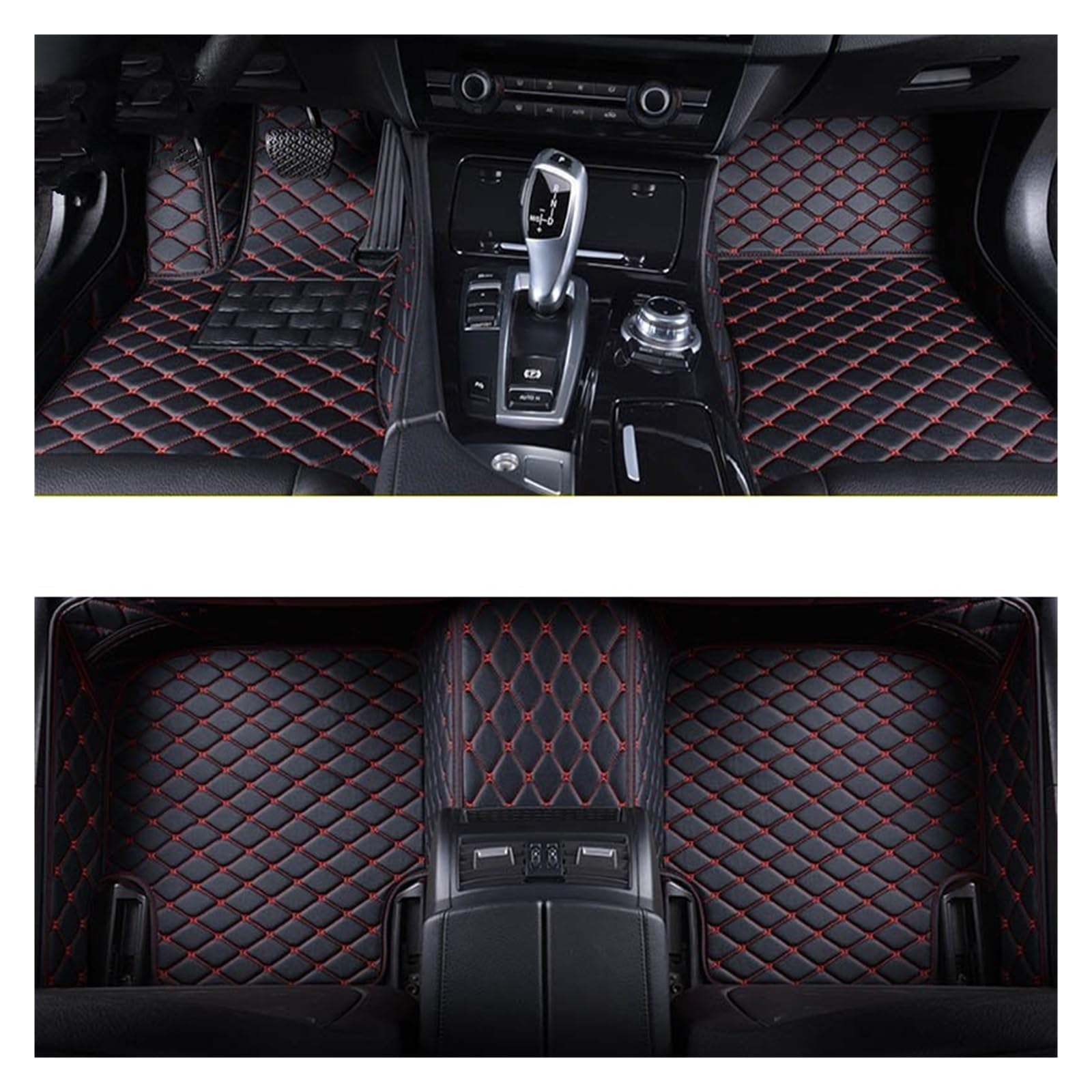 Automatten Maßgeschneiderte Auto-Fußmatten Für Volvo Für XC60 2008–2024 Auto-Teppiche Fußmatten Coche-Zubehör Fussmatten Auto(Black Red,2018-2024) von DHDYJSA