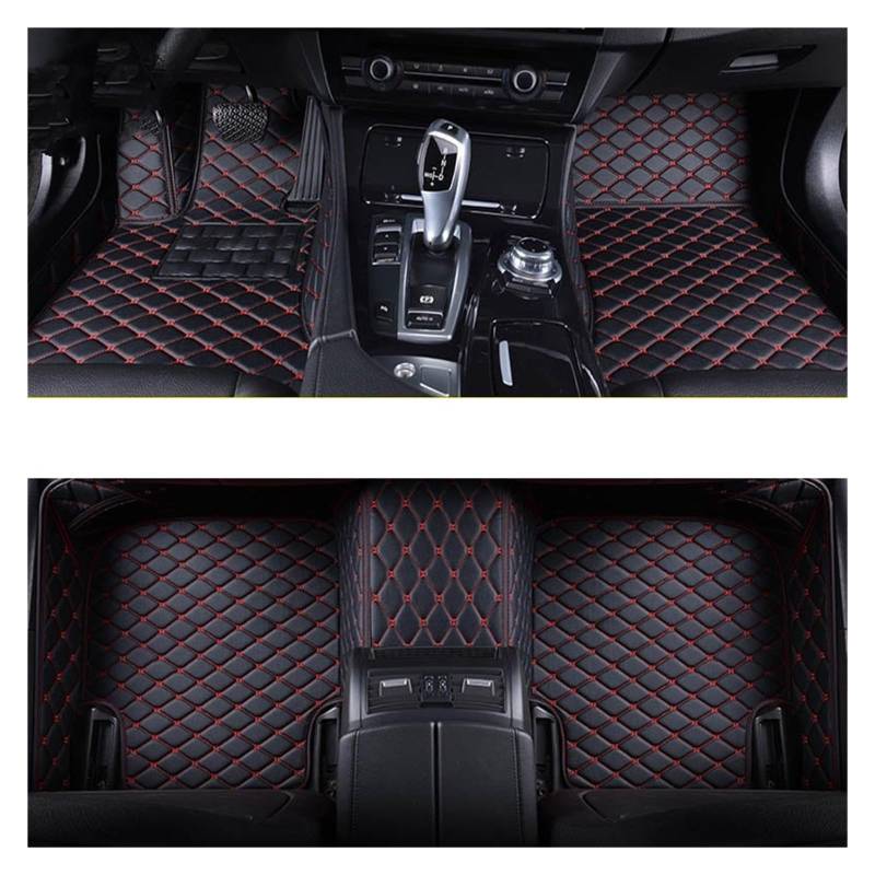 Automatten Maßgeschneiderte Auto-Fußmatten Für Volvo Für XC60 2008–2024 Auto-Teppiche Fußmatten Coche-Zubehör Fussmatten Auto(Black Red,2018-2024) von DHDYJSA