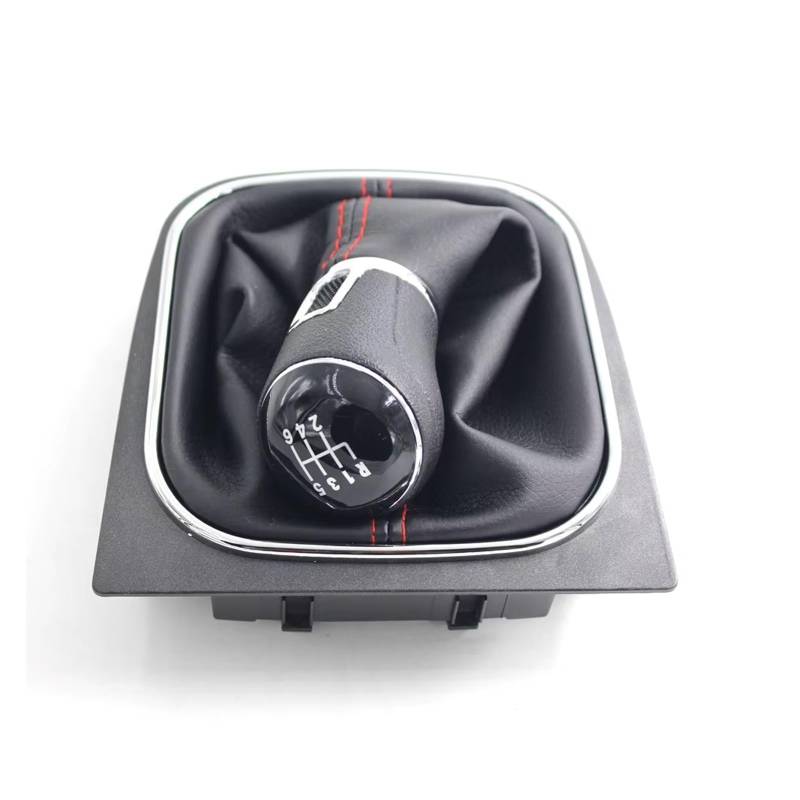 Schaltknauf Für MK5 Für GTI Für GTD Für R32 2004-2008 Manueller Schaltknauf Schalthebelmanschette Schaltgetriebe(6 Speed red Thread) von DHDYJSA