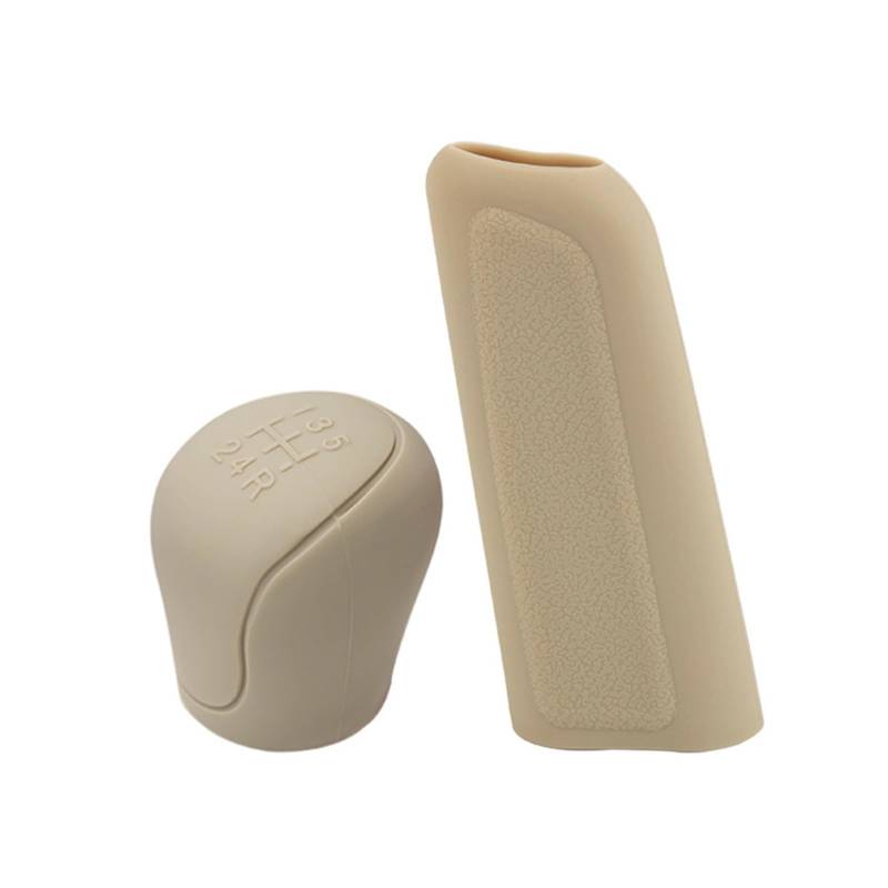 Schaltknauf Silikon-Schaltknauf-Abdeckung Für Die Handbremse Rutschfester Griff Schutzhülle Für Autos Schalthebelmanschetten Auto-Innenausstattung Schaltgetriebe(Beige 2pcs) von DHDYJSA
