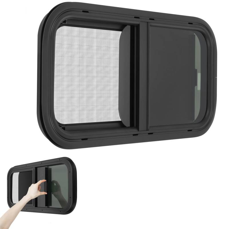 Schiebefenster 700x400mm, Aluminium Wohnwagenfenster mit Befestigungsring, Einfach zu Installieren, Camper Fenster für Wohnmobile, Anhänger, Pickups oder Modifizierte Fahrzeuge von DHQCQL