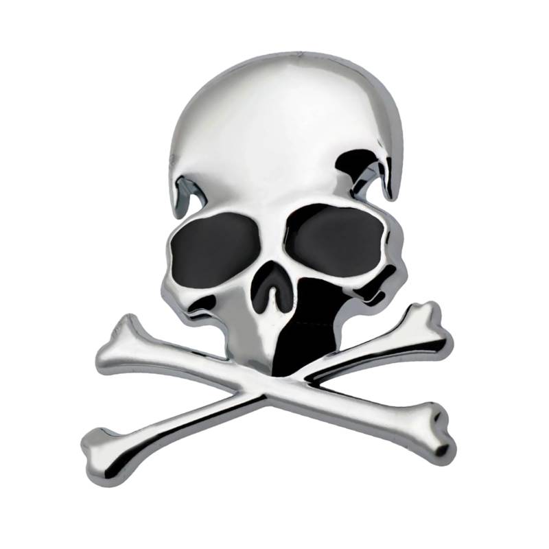 DIDILLX 3D-Totenkopf-Metall-Embleme, personalisiert, Skelett-Designs, Totenkopf, gekreuzte Knochen, Metall-Aufkleber für Auto und Motorräder von DIDILLX