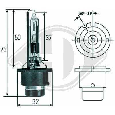 Diederichs Glühlampe, Fernscheinwerfer [Hersteller-Nr. LID10075] für Audi, Citroën, Fiat, Honda, Lexus, Mercedes-Benz, Mini, Mitsubishi, Nissan, Peuge von DIEDERICHS