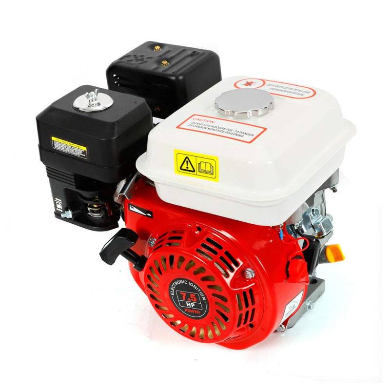 Benzinmotor Standmotor, 7.5 HP 4 Takt OHV Benzinmotor 5.1 KW 3600 U/min Standmotor Kartmotor Mit Ölalarm (Weiß Rot) (Rot und Weiß) von DIFU