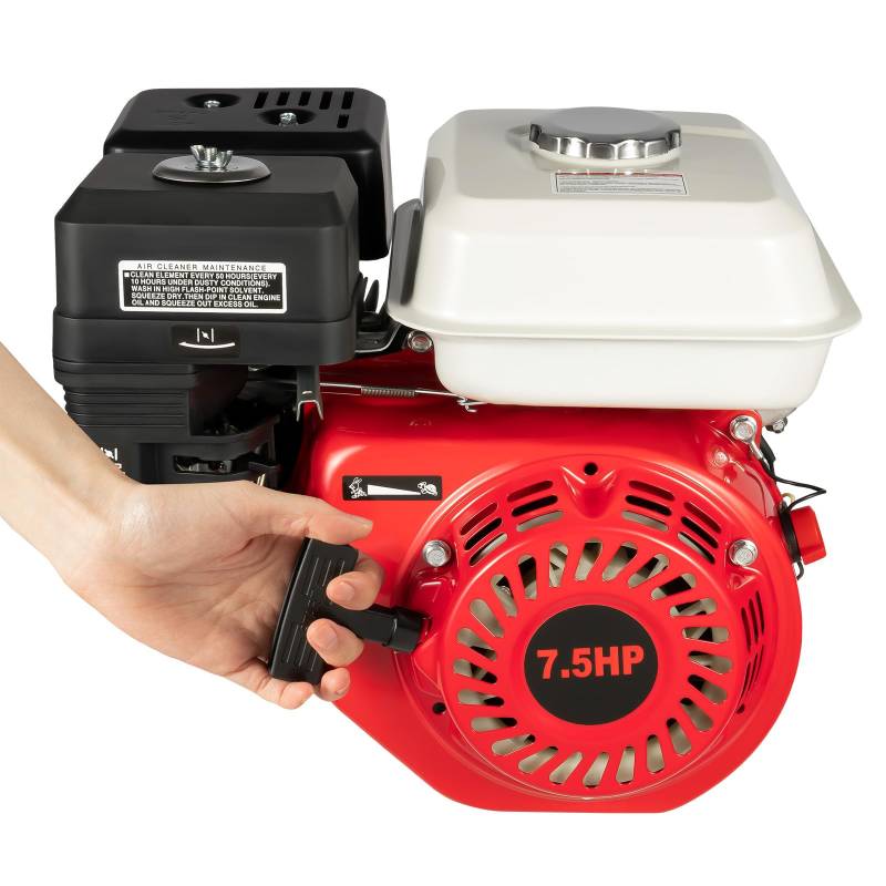 Benzinmotor Standmotor, 7.5 HP 4 Takt OHV Benzinmotor 5.1 KW 3600 U/min Standmotor Kartmotor Mit Ölalarm (Weiß Rot) (Rot und Weiß) von DIFU