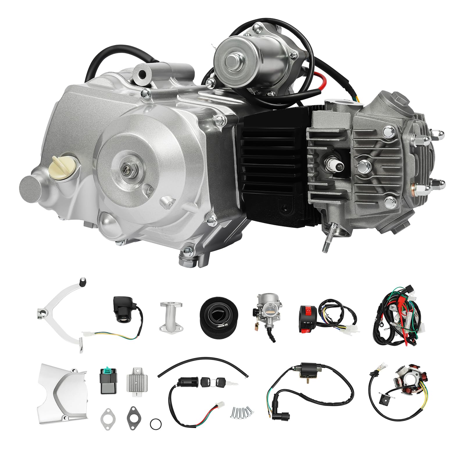 DIFU 125ccm Motor Halbautomatik 3 Gang & 1 Rückwärts Pitbike Electric Start Motor Kit mit Kabelbaum, CDI 4-Takt Motor ATV Mini Quad Motorcycle Motor Go-Kart Pocket Dirt Bike Motor DIFU 125ccm Motor Halbautomatik 3 Gang & 1 Rückwärts Pitbike Electric Start Motor Kit mit Kabelbaum, CDI 4-Takt Motor ATV Mini Quad Motorcycle Motor Go-Kart Pocket Dirt Bike Motor von DIFU