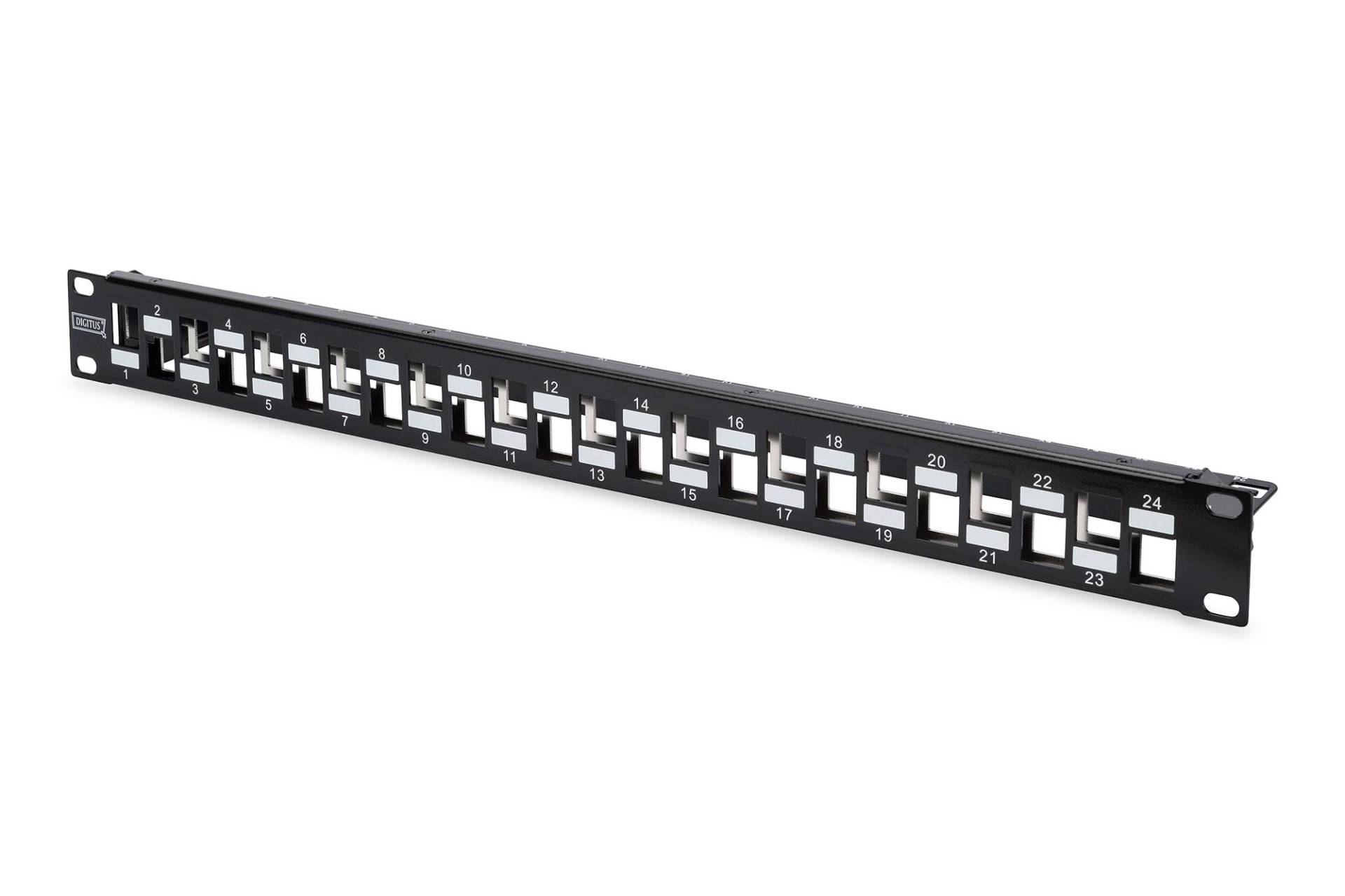 DIGITUS Patchpanel - Modular - Für Keystone-Module - 19-Zoll - 24-Port - Geschirmt - Rack-Montage 1HE - Abgestuft - Schwarz DIGITUS Patchpanel - Modular - Für Keystone-Module - 19-Zoll - 24-Port - Geschirmt - Rack-Montage 1HE - Abgestuft - Schwarz von DIGITUS