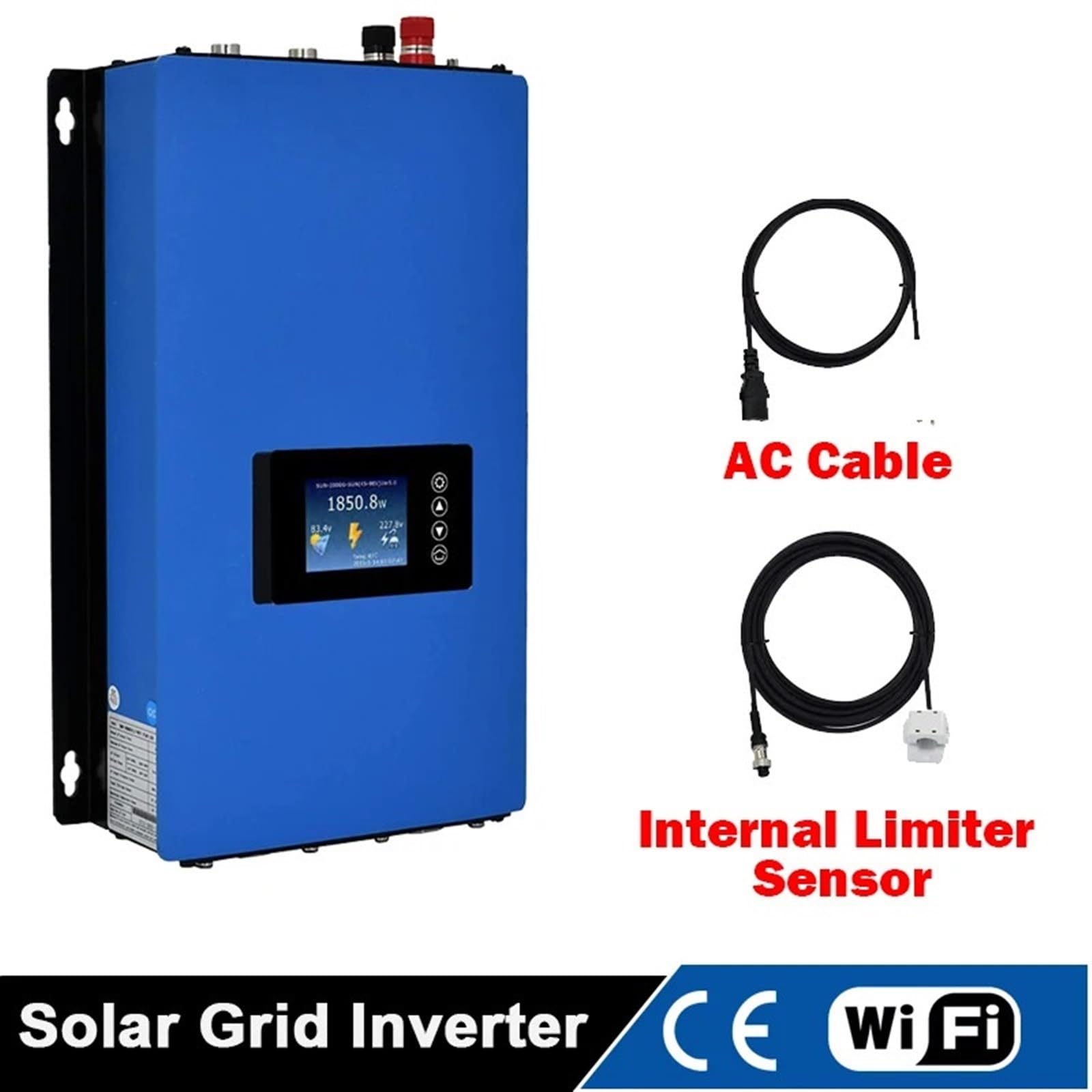 Solarwechselrichter, 2000 W MPPT Grid Solar Inverter Batterie Entladung Power 2 kW mit Limiter Sensor DC 45-90 V zu AC(No Wifi) von DIGNIFE