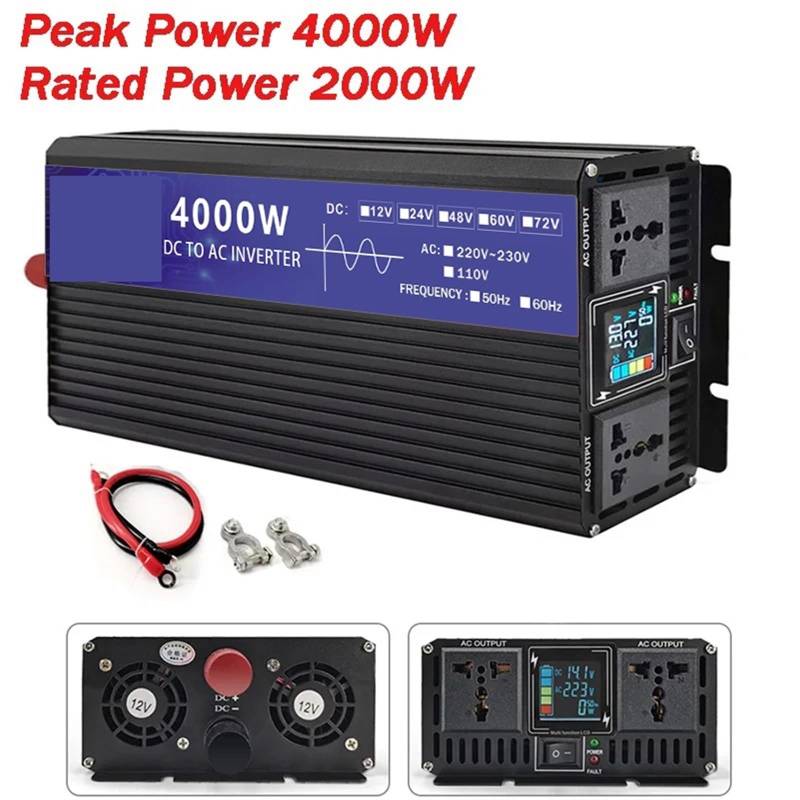 Solarwechselrichter, Reiner Sinus-Wechselrichter 12V 24V 48V 60V 72V zu AC 5000W 4000W Solar-Wechselrichter 50HZ/60HZ Spannungswandler(4000W,48V) von DIGNIFE