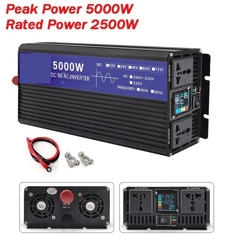 Solarwechselrichter, Reiner Sinus-Wechselrichter 12V 24V 48V 60V 72V zu AC 5000W 4000W Solar-Wechselrichter 50HZ/60HZ Spannungswandler(5000W,60V) von DIGNIFE