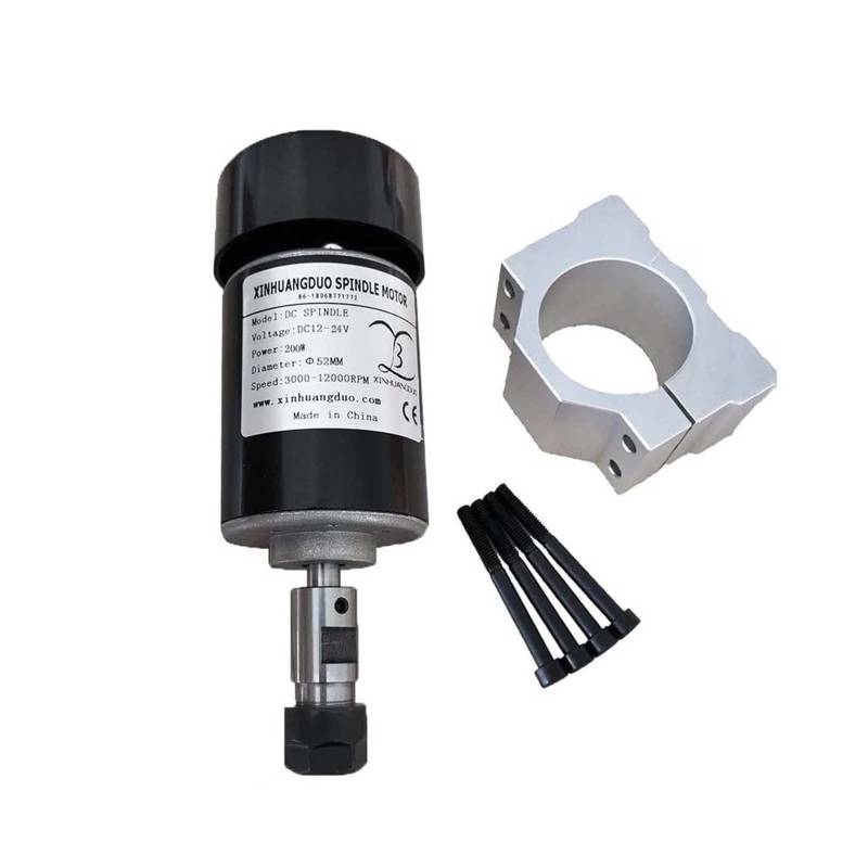Spindelmotor, 0,2 kW luftgekühlte Spindel ER11 Spannfutter CNC 200 W Spindelmotor + 52 mm Klemmen + Netzteil + Drehzahlregler for DIY CNC 24 V 10000 U/min(Set 3) von DIGNIFE