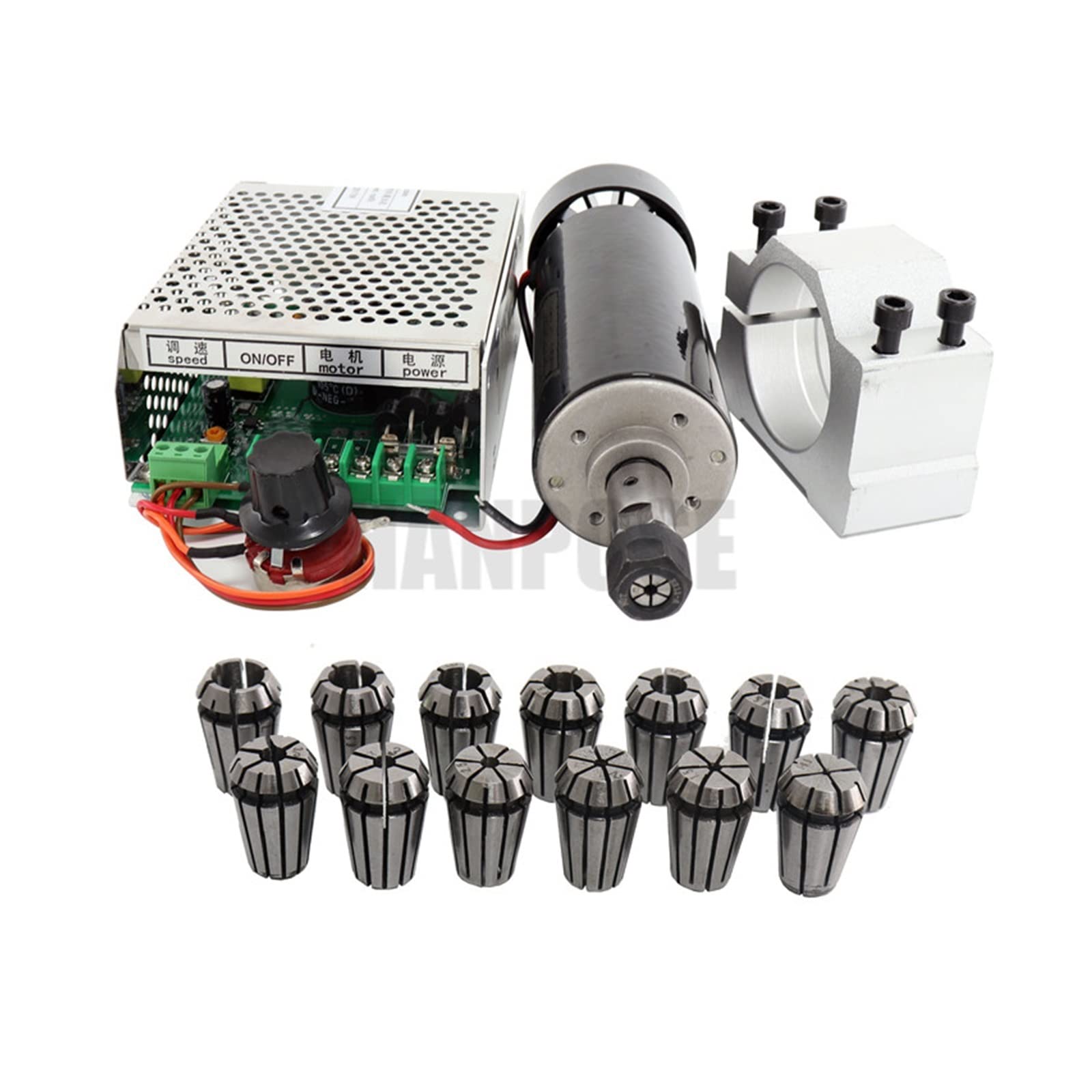 Spindelmotor, 0,5 kW Klemmen Luftgekühlt Luftgekühlte Spindel ER11 Spannfutter CNC 500 W Spindelmotor + Netzteil Drehzahlregler(Package 6) von DIGNIFE