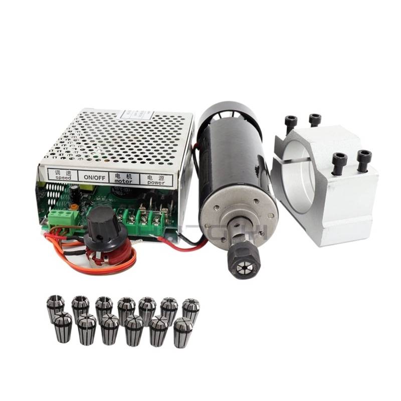 Spindelmotor, 0,5 kW Klemmen Luftgekühlte luftgekühlte Spindel + ER11 Spannfutter CNC 500 W Spindelmotor + Netzteil Drehzahlregler(Package6) von DIGNIFE