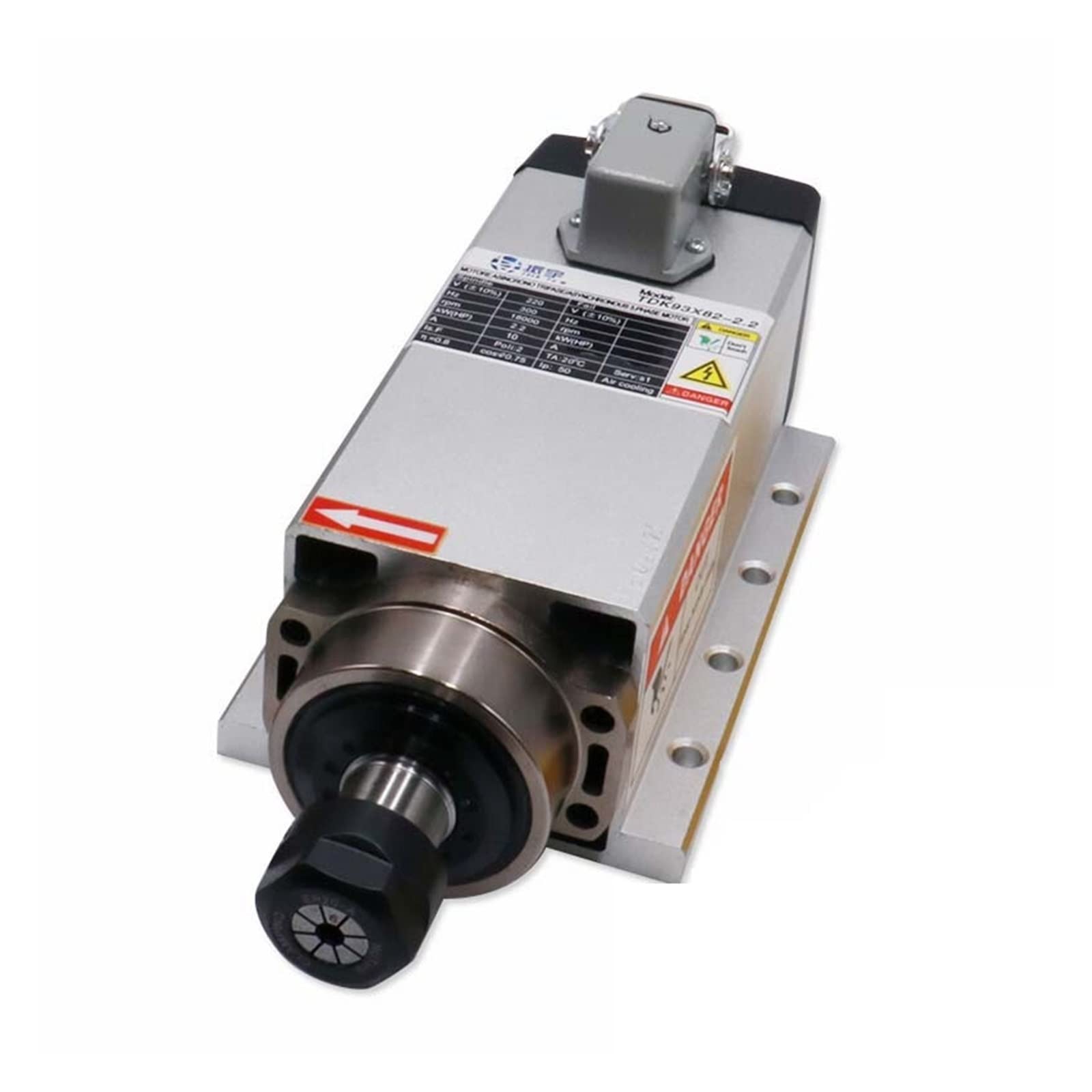 Spindelmotor, 1,5 kW / 2,2 kW 24000 U/min 400 Hz 3-Phasen-Eingangsluftgekühlter Spindelmotor + 1 Satz ER11- oder ER20-Spannzange for CNC-Maschine(Aviation plug silver,2.2kw 220) von DIGNIFE