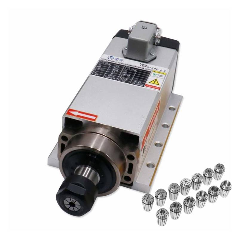 Spindelmotor, 1,5 kW / 2,2 kW 24000 U/min 400 Hz 3-Phasen-Eingangsluftgekühlter Spindelmotor + 1 Satz ER11- oder ER20-Spannzange for CNC-Maschine(Aviation plug silver,2.2kw 380) von DIGNIFE