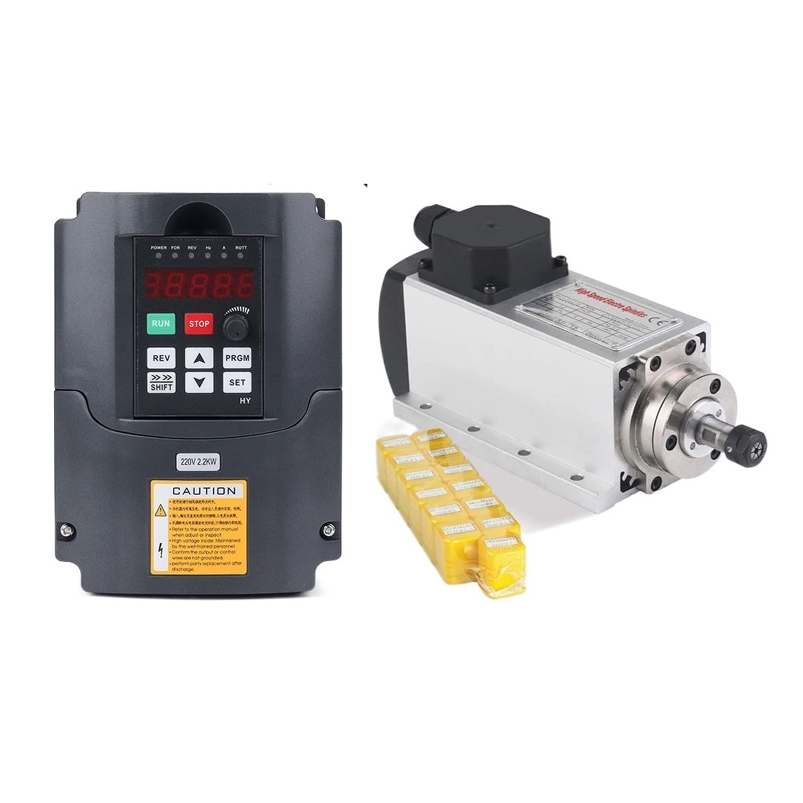 Spindelmotor, 1,5 kW quadratische Luftkühlspindel Luftgekühlter Spindelmotor + VFD-Wechselrichter + 13-teiliges ER11-Spannzangen-CNC-Frässpindel-Kit(2) von DIGNIFE