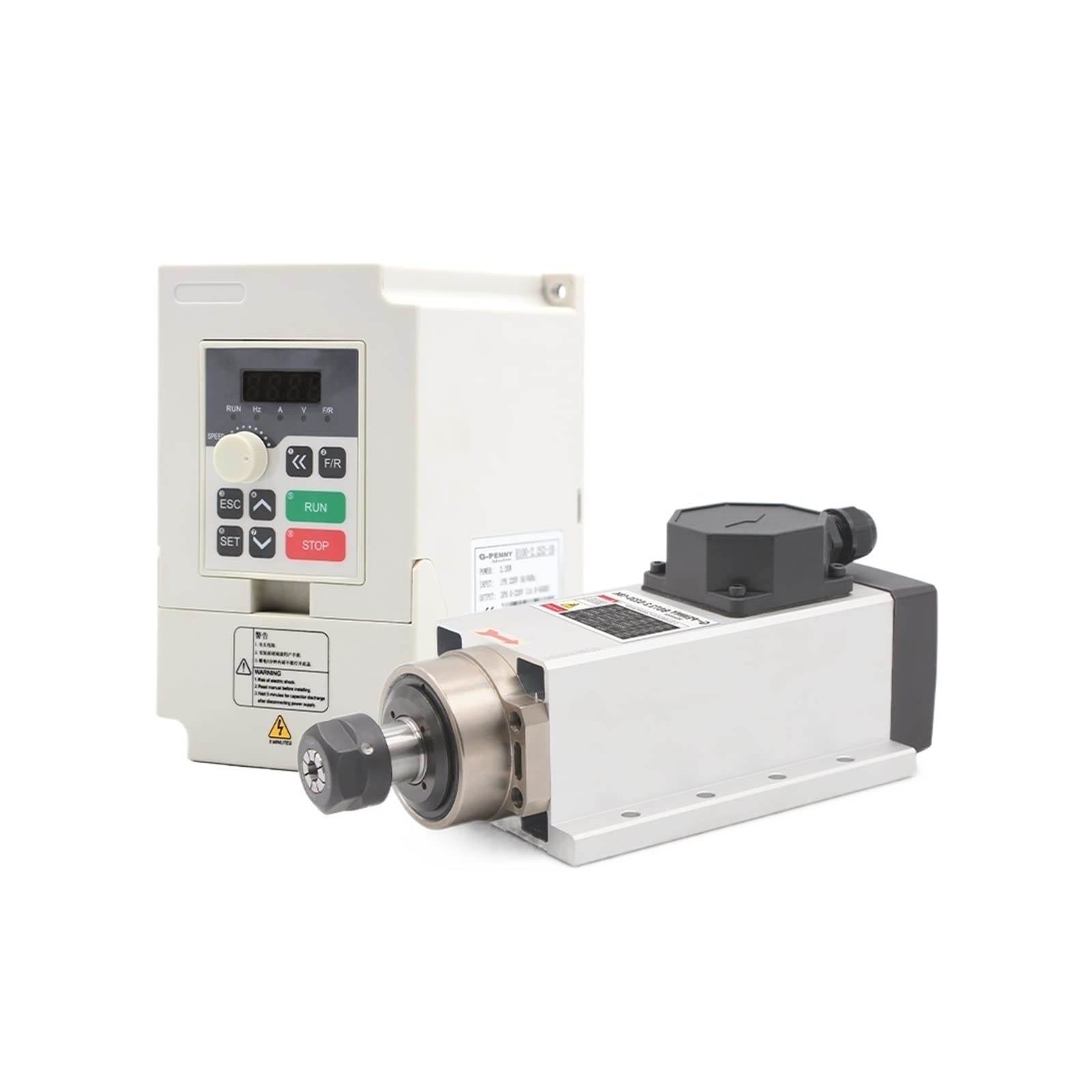 Spindelmotor, 2,2 kW ER20 Luftgekühlter Spindelsatz 4 Stk. Lager 0,01 mm Genauigkeit Quadratischer Typ mit Flansch 2,2 kW QL Inverter/VFD(Ceramic Bearings) von DIGNIFE